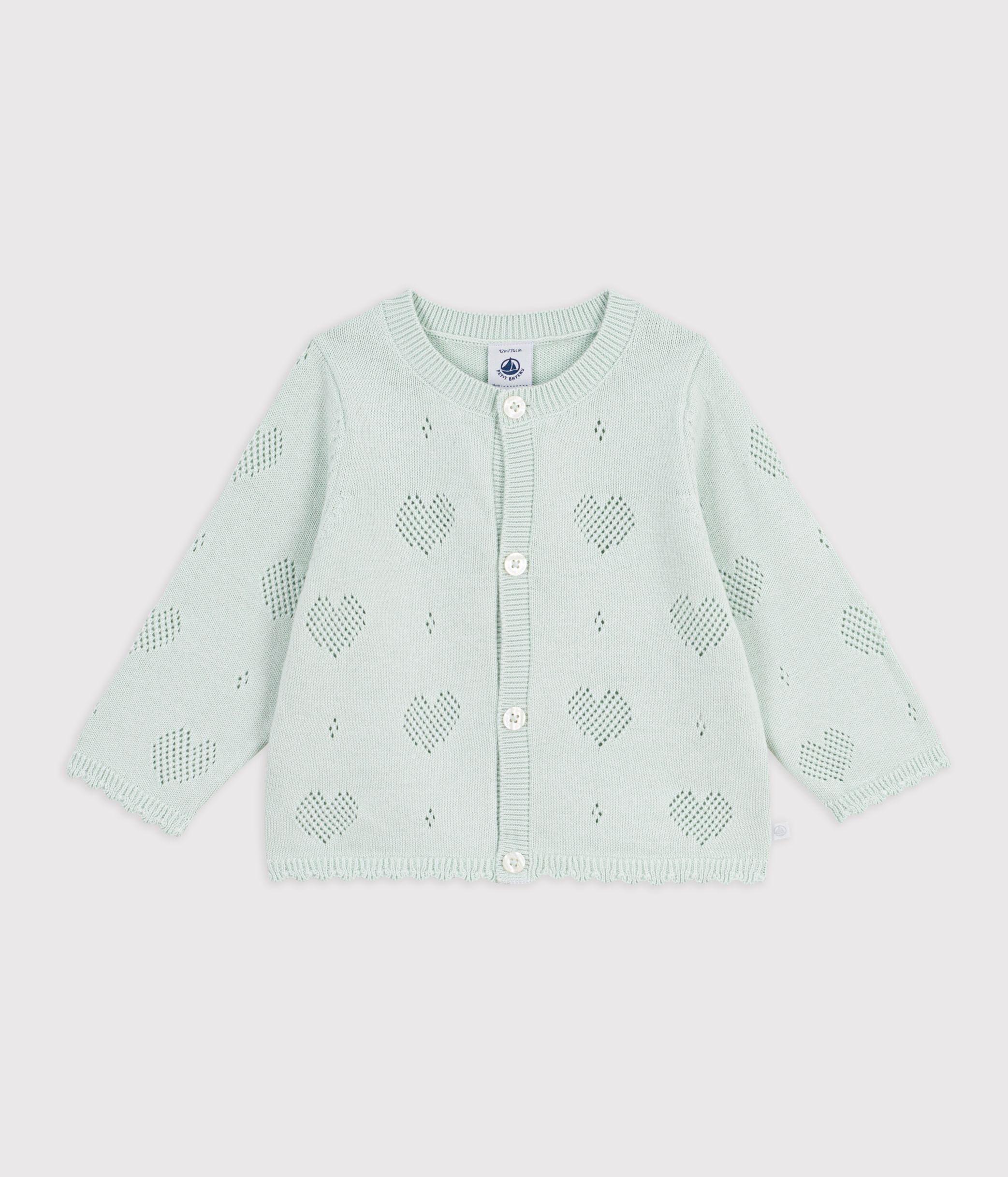 Babies' cotton cardigan with a heart pattern
