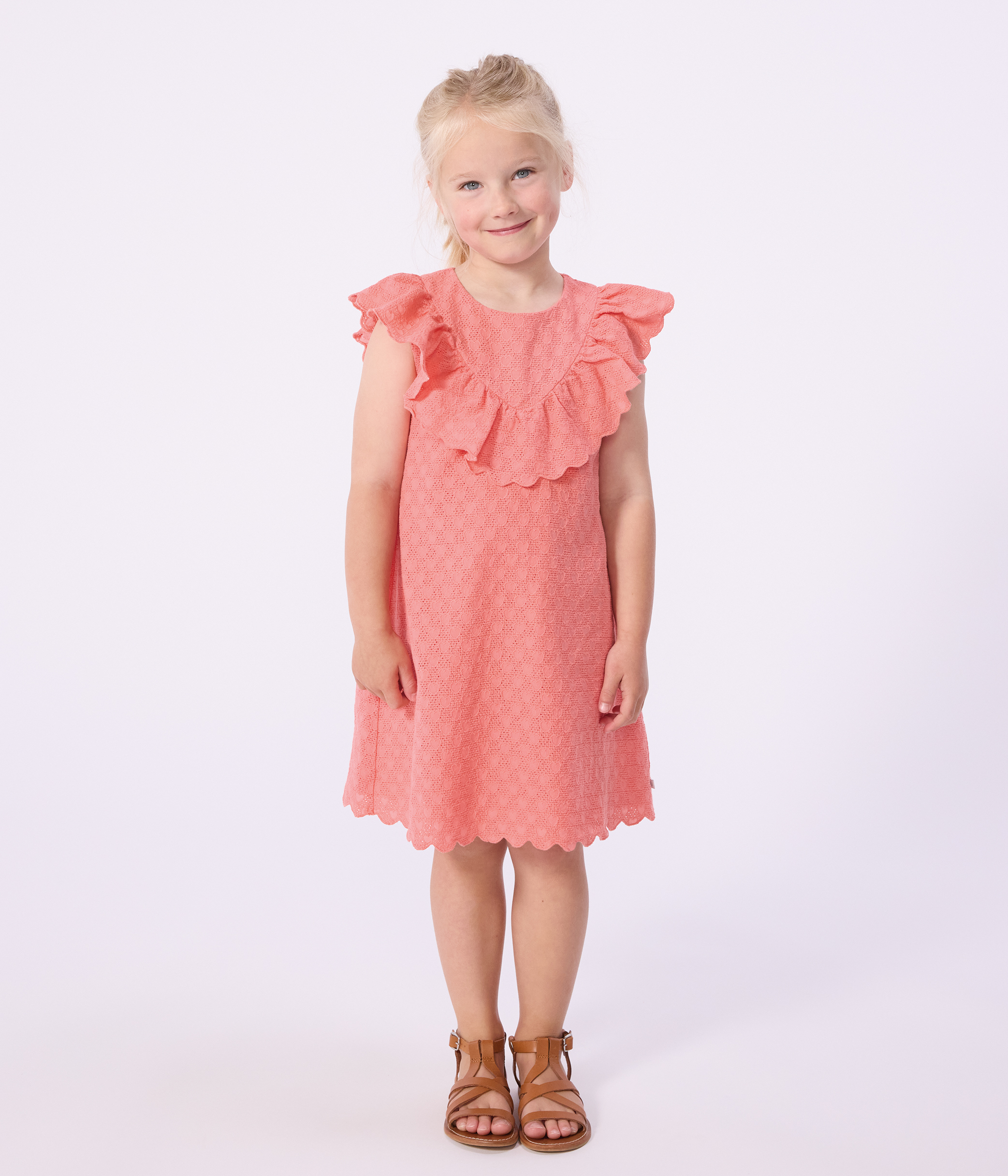 Children's short-sleeved heart-patterned cotton dress