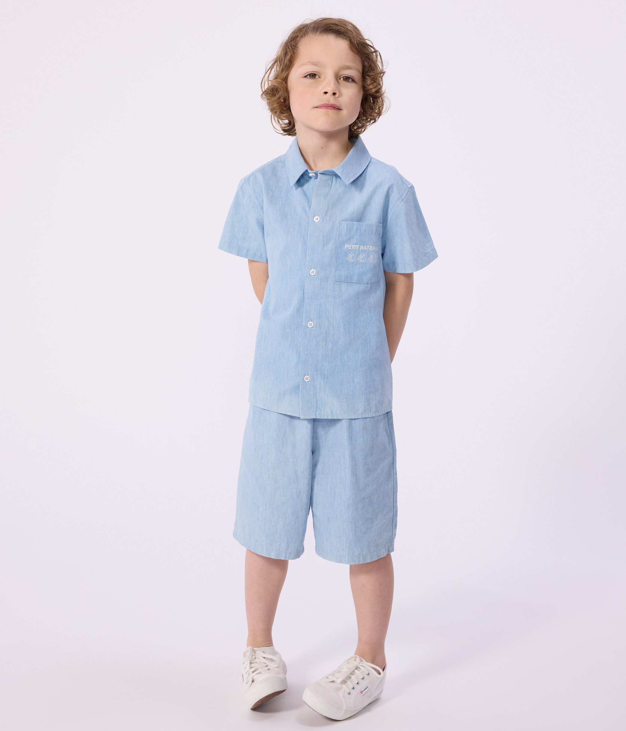 Children's short-sleeved cotton shirt