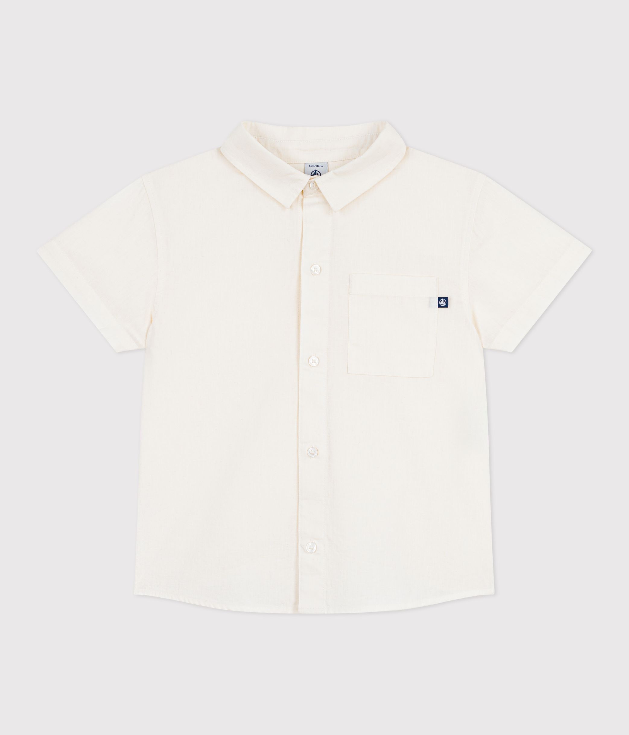 Children's short-sleeved cotton and linen shirt