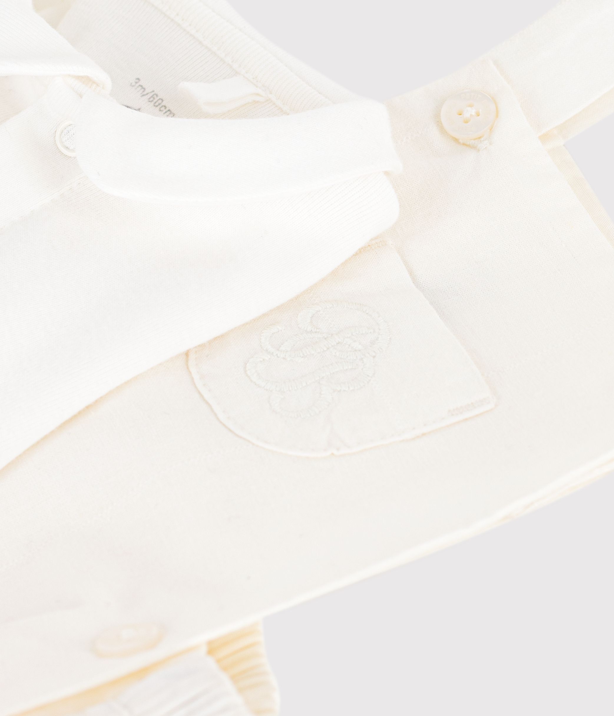 Babies' two-piece set in cotton/linen with embroidered details