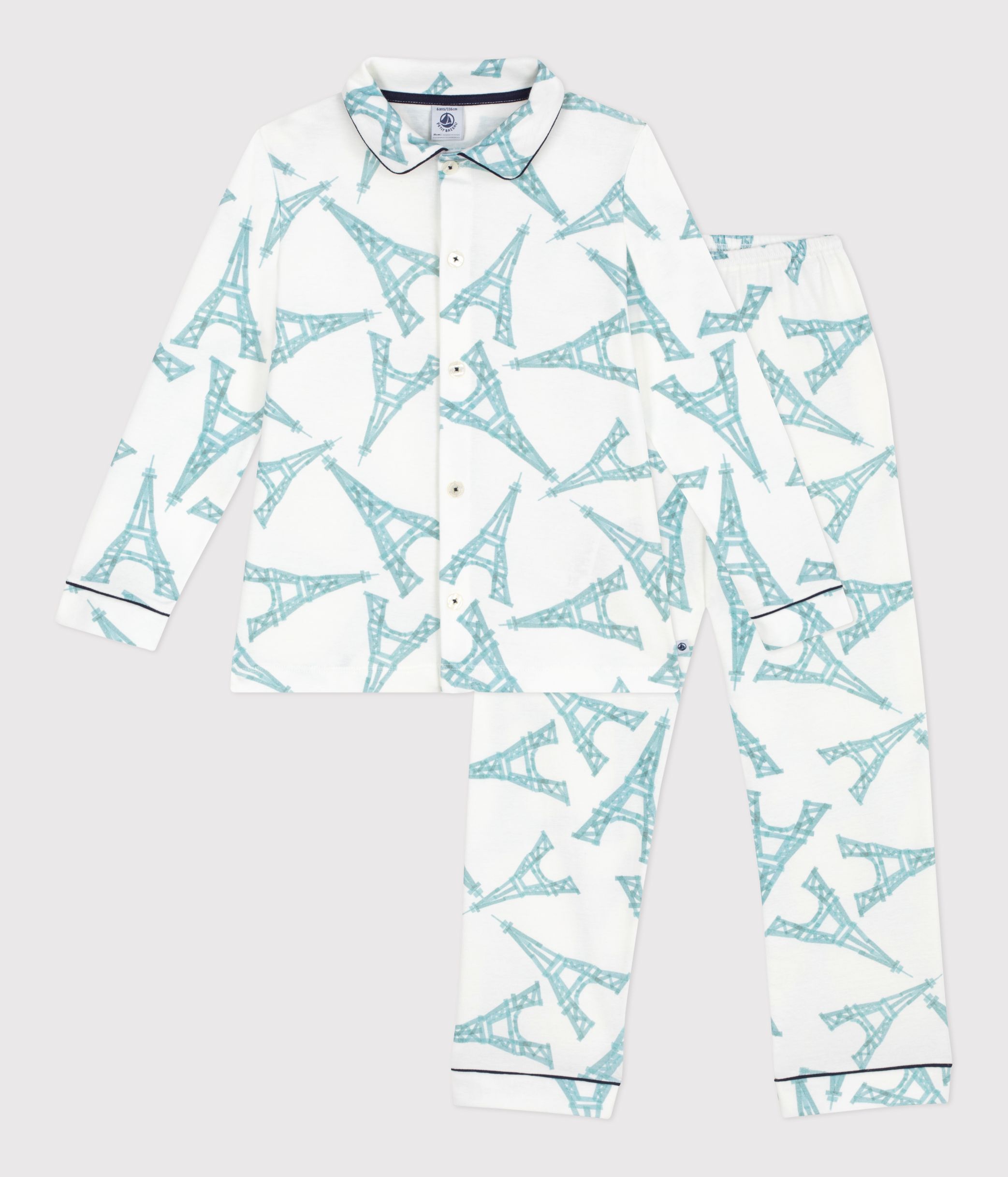 Children's buttoned printed cotton pyjamas