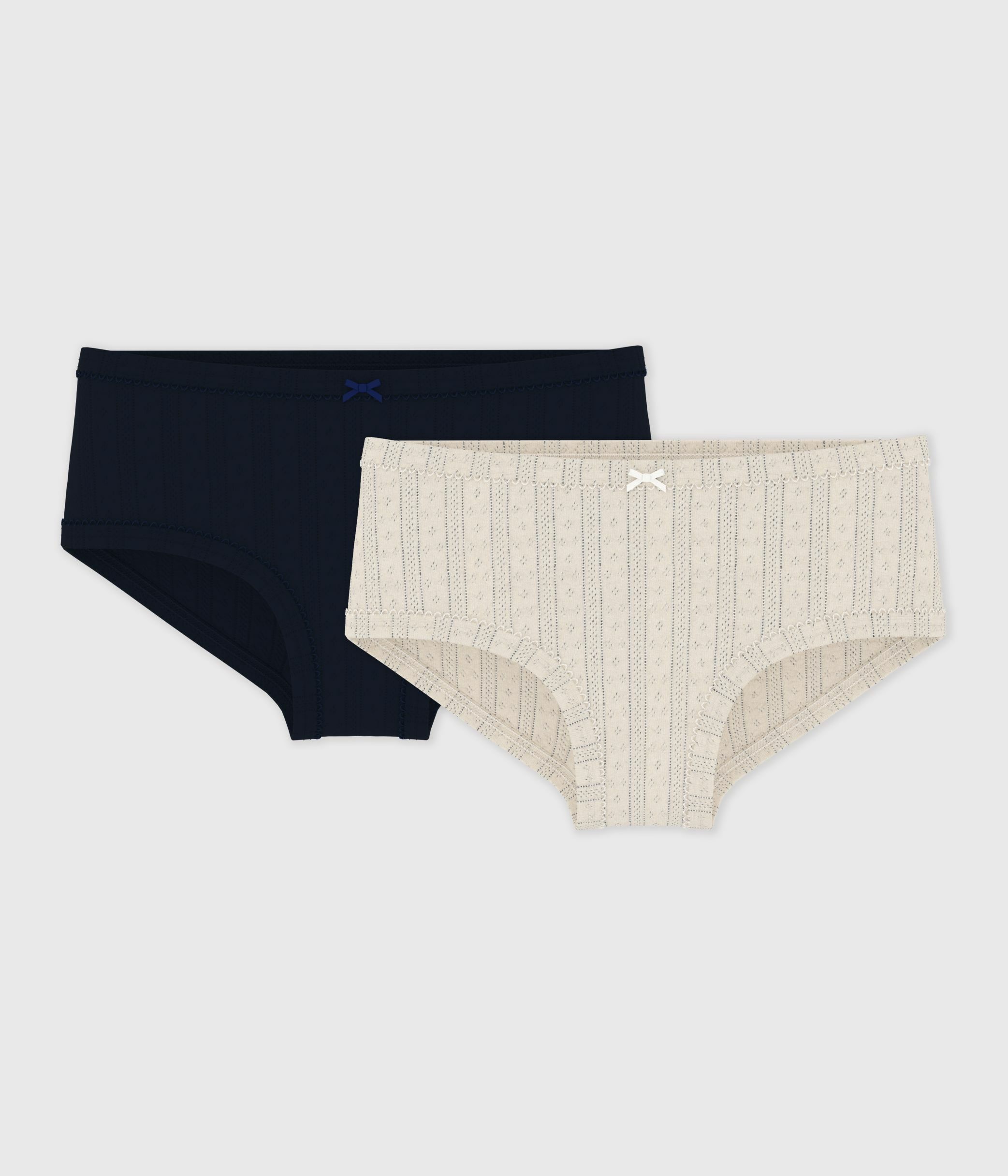 Pack of children's plain openwork cotton high-waist pants