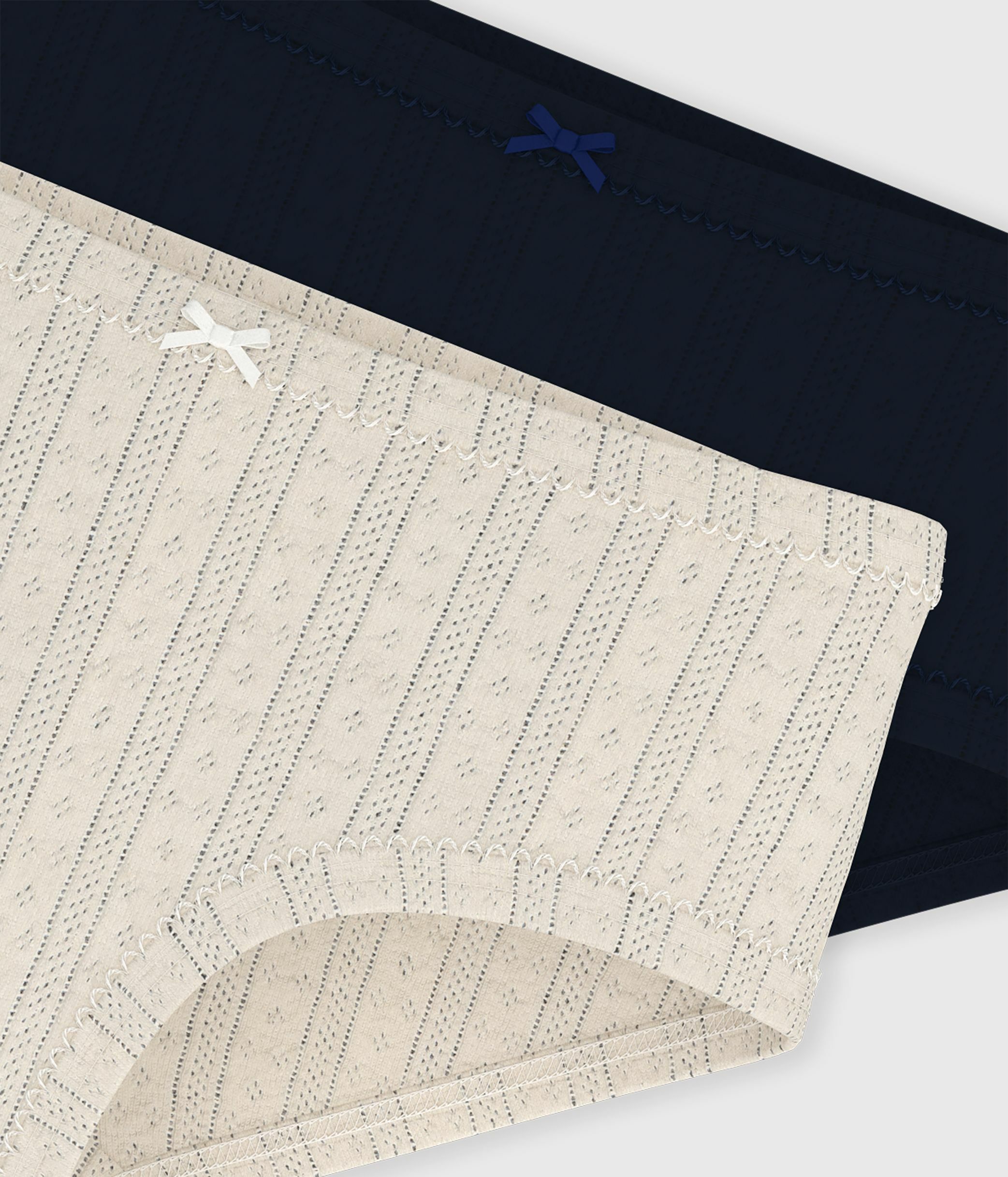 Pack of children's plain openwork cotton high-waist pants