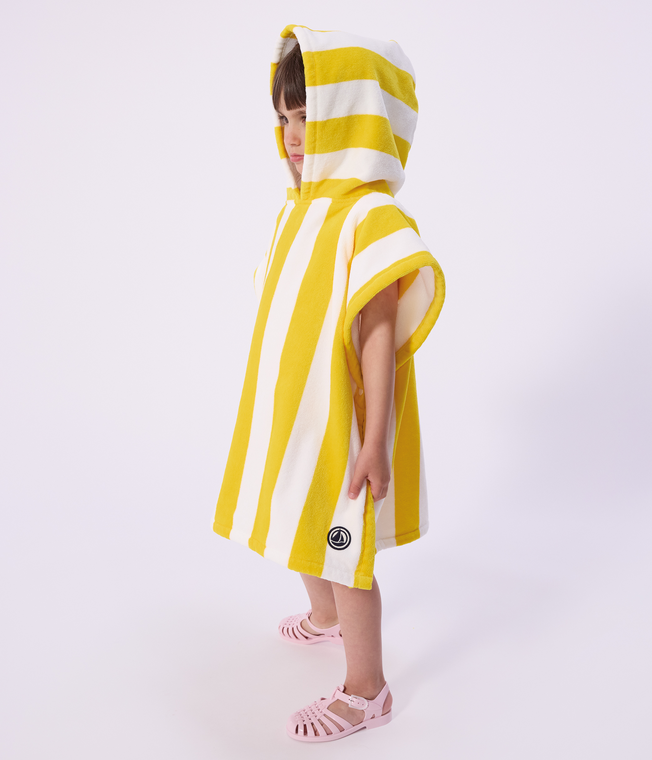Children's stripy cotton terry bath poncho