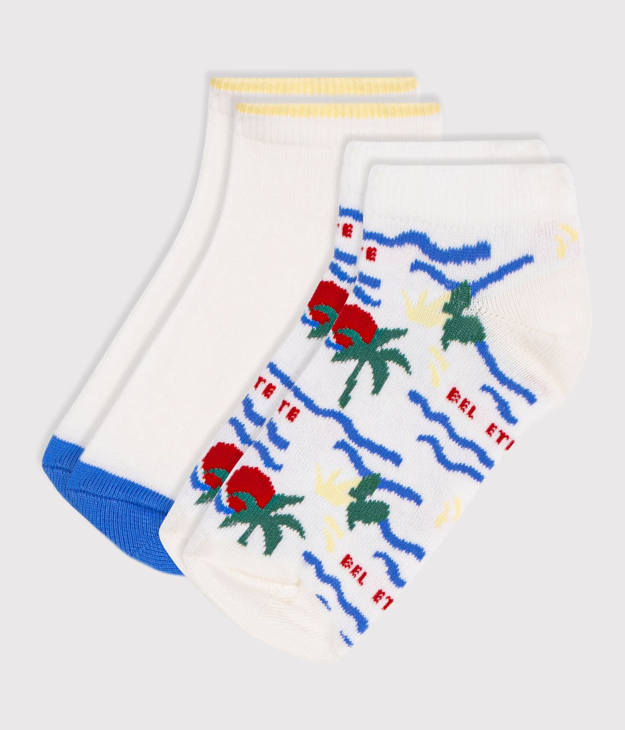 Children's palm tree-print cotton socks - 2-pack