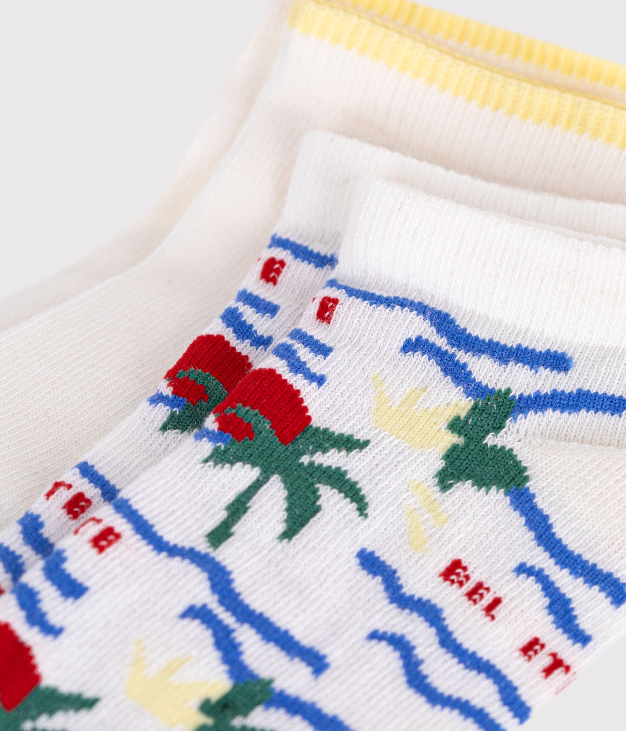 Children's palm tree-print cotton socks - 2-pack