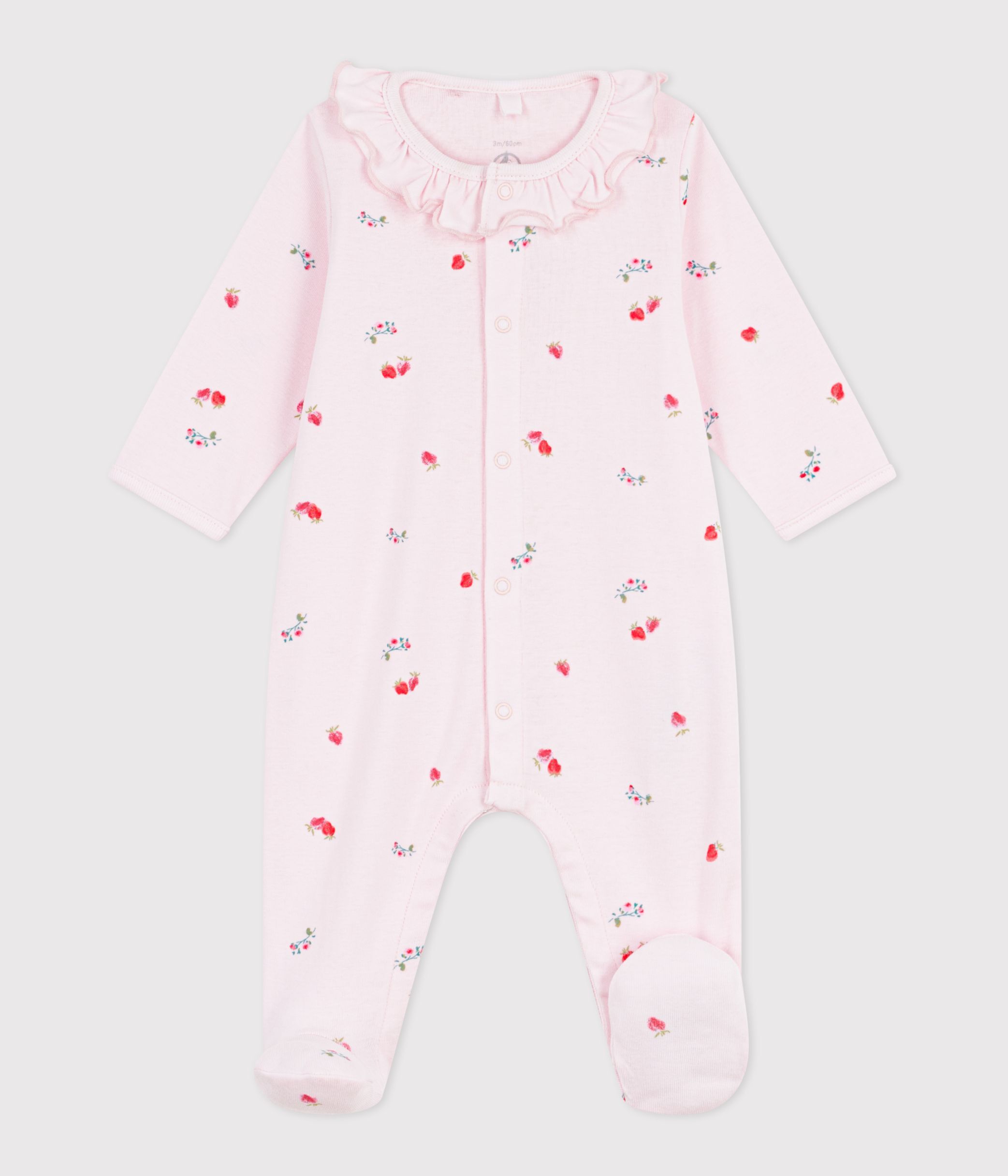 Babies' floral cotton pyjama suit with a collar