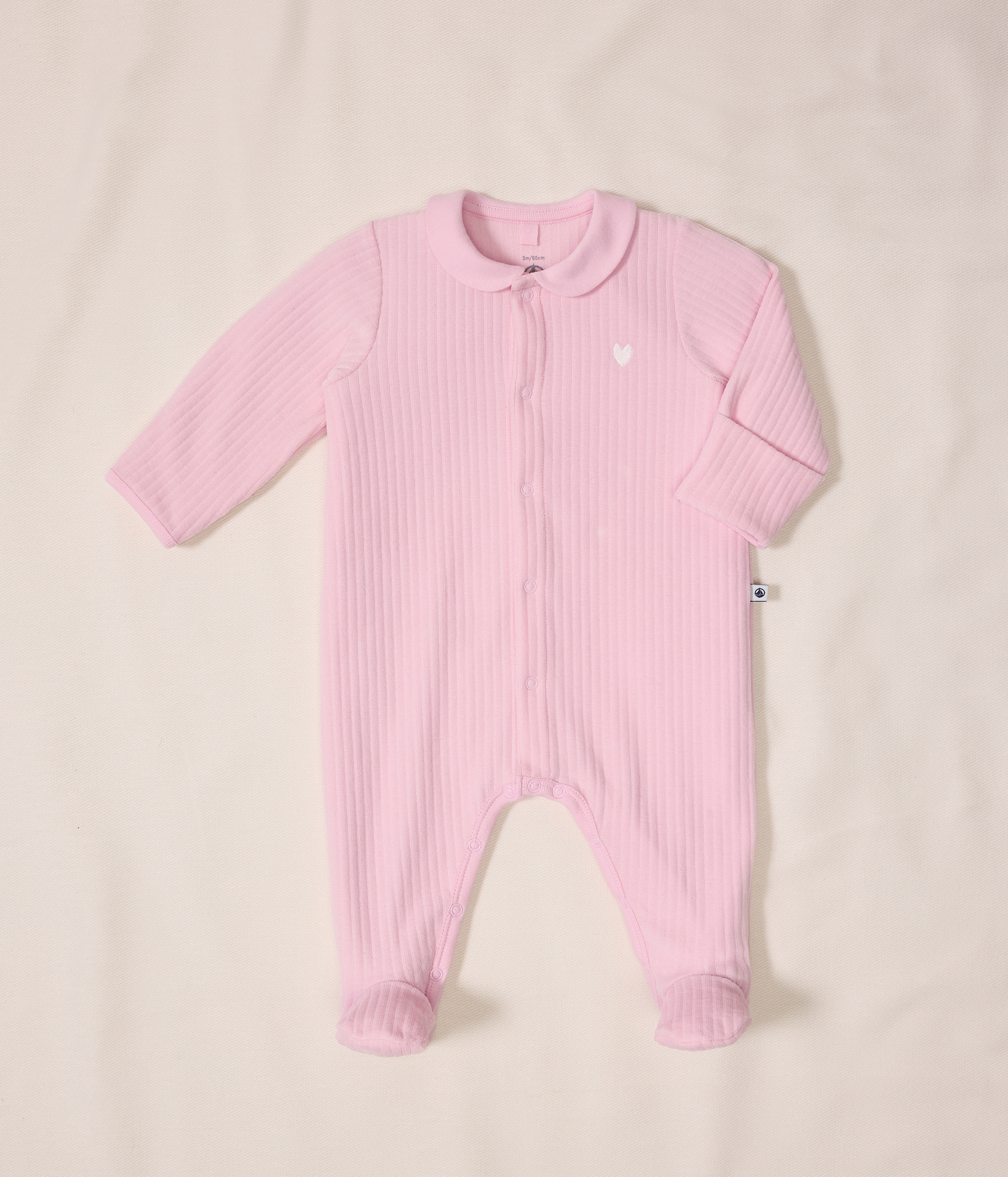 Babies' plain velour pyjama suit with a collar