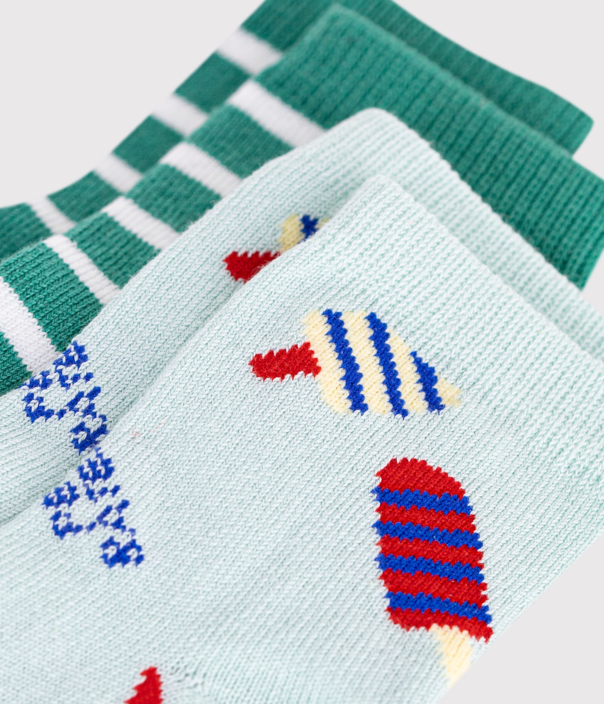 Babies' ice cream print and stripy cotton socks - 2-pack