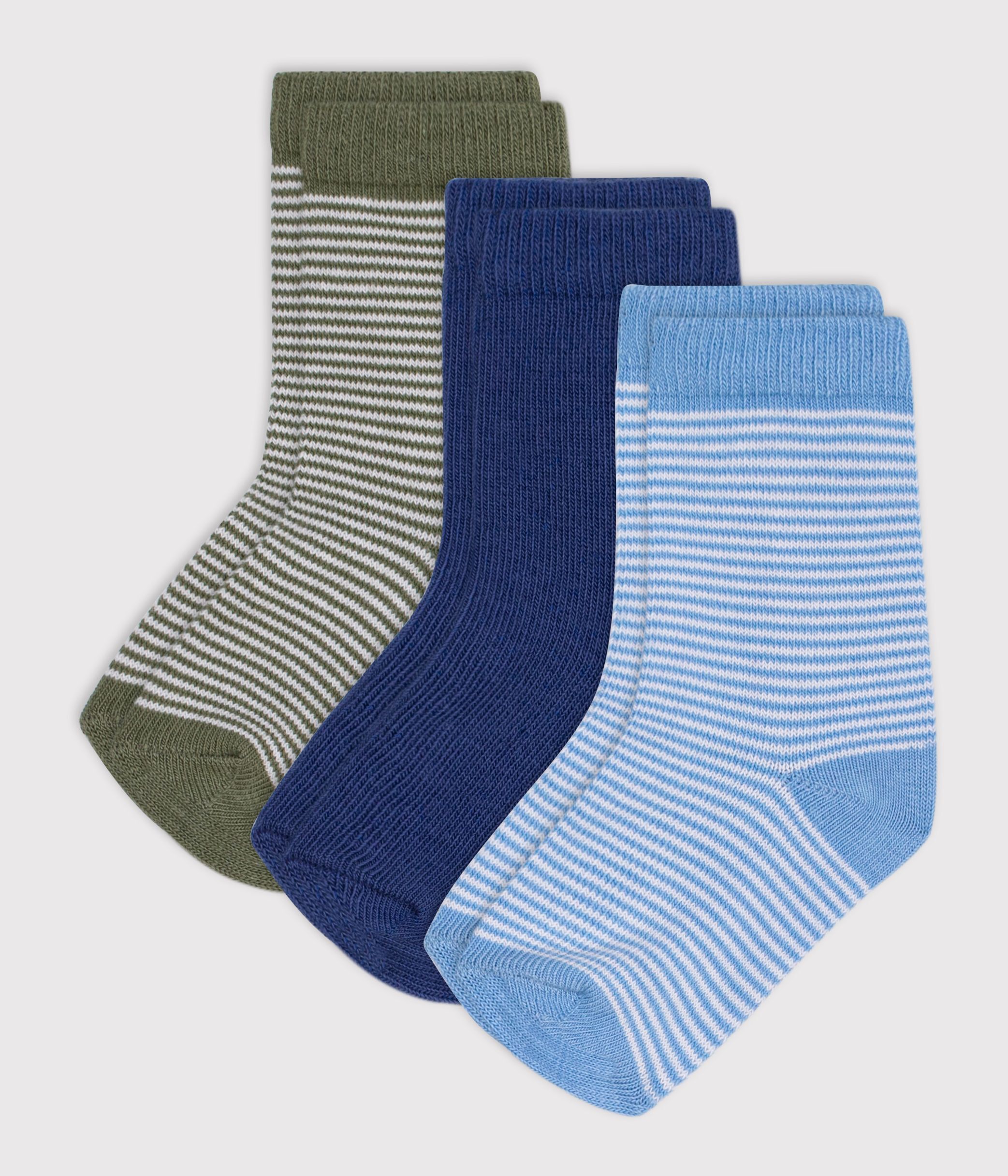 Babies' pinstripe cotton socks - 3-Pack