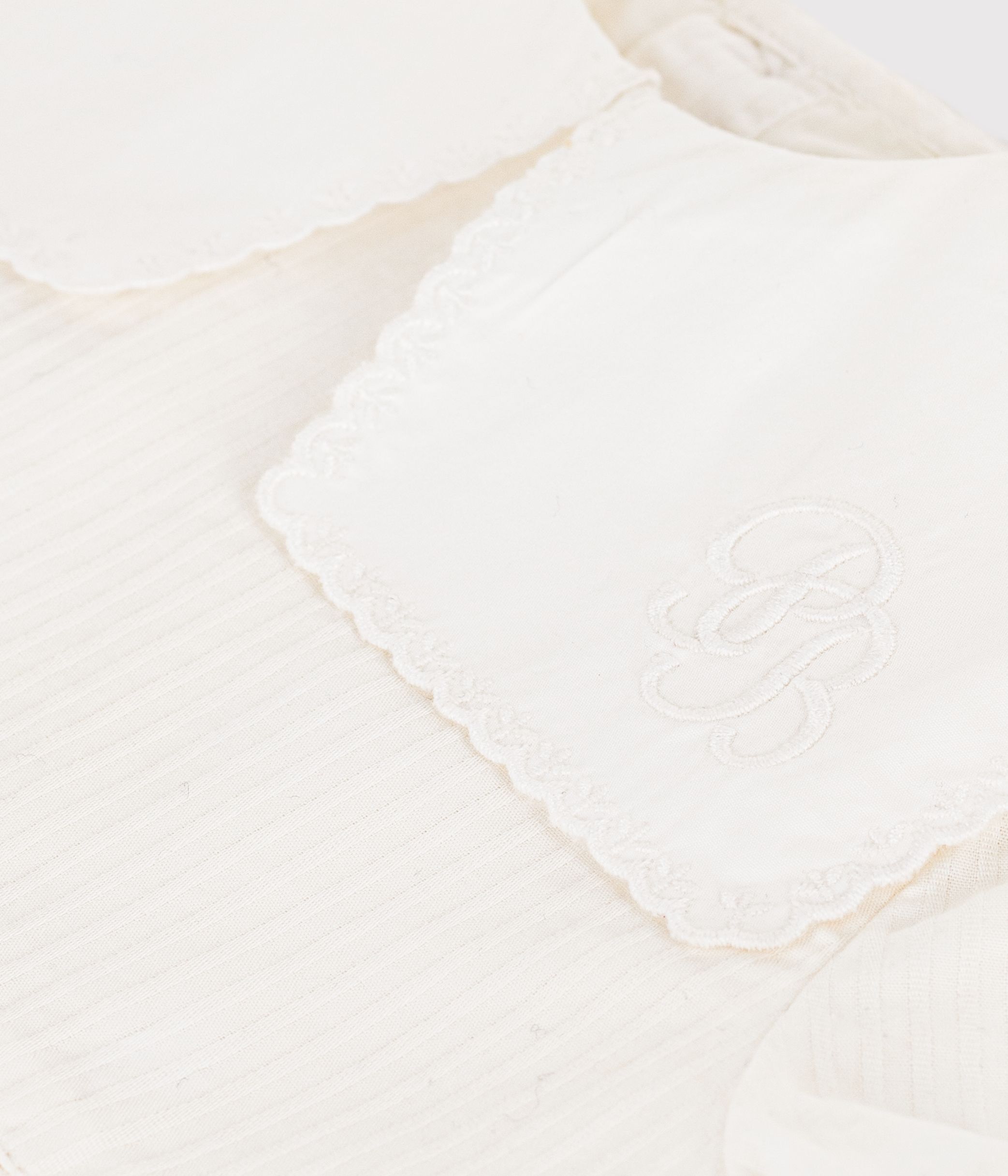 Babies' dress in cotton/linen with short sleeves and bloomers