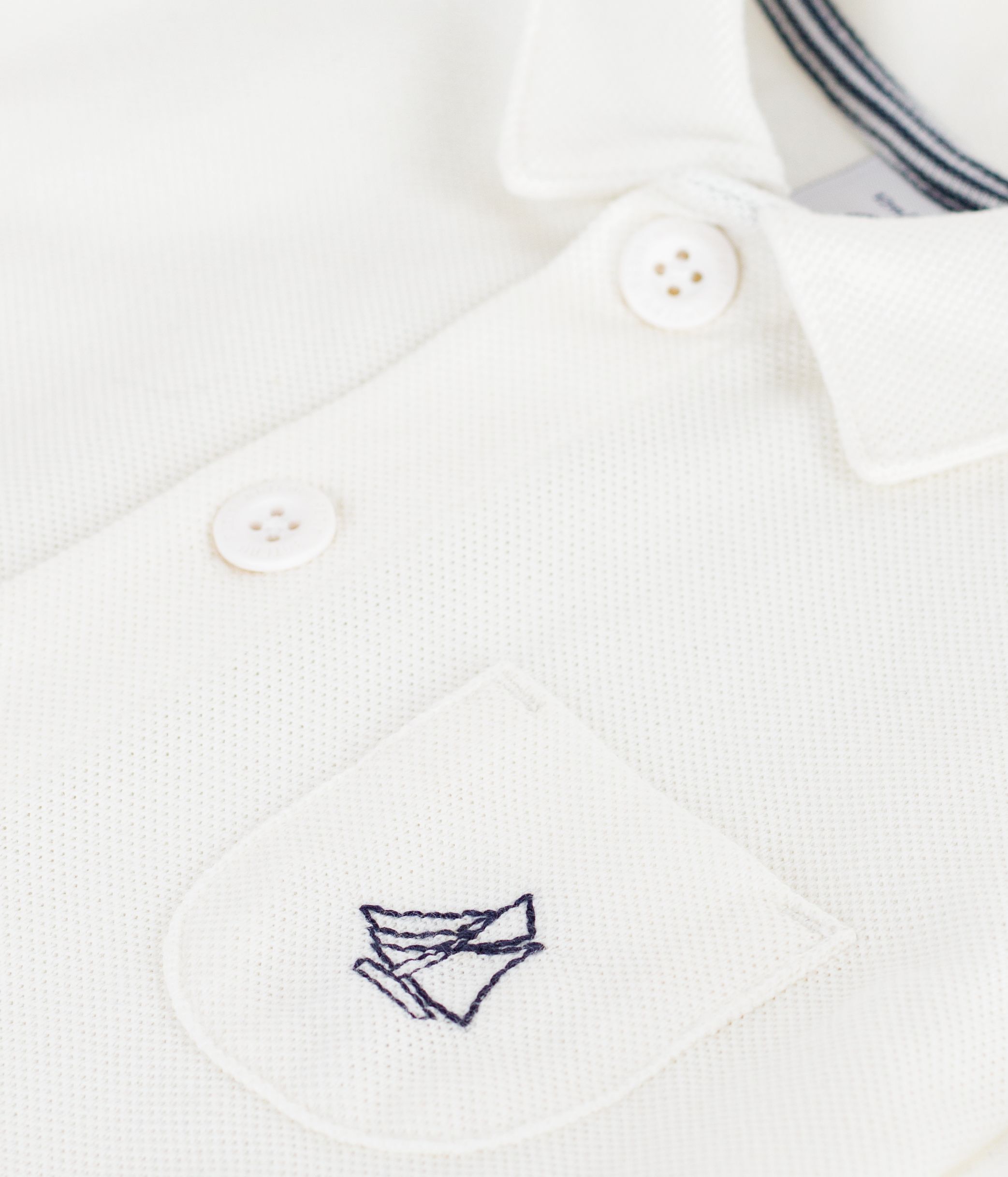 Babies' short plain cotton jumpsuit with a polo collar