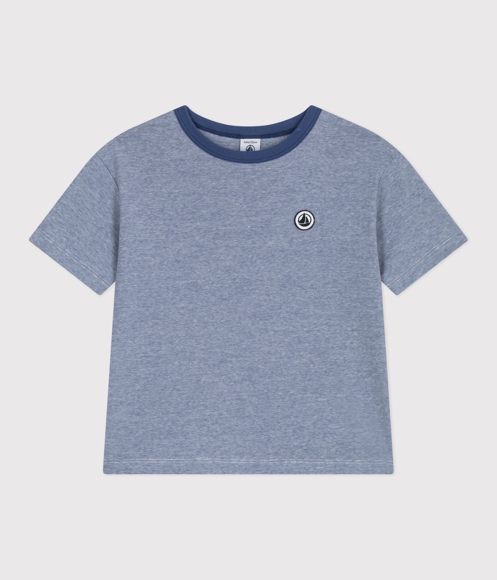 Children's short-sleeved stripy cotton T-shirt