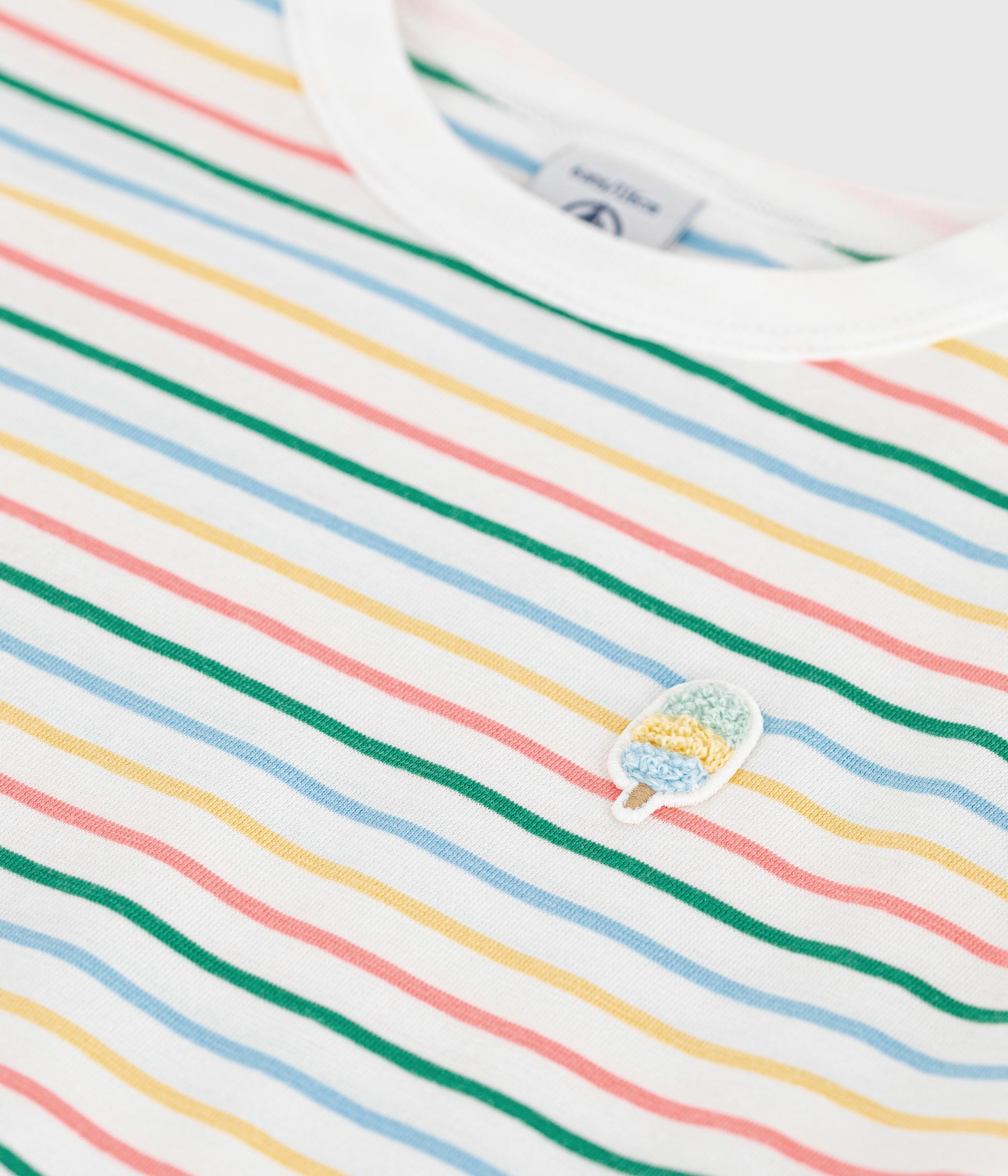 Children's short-sleeved stripy cotton T-shirt