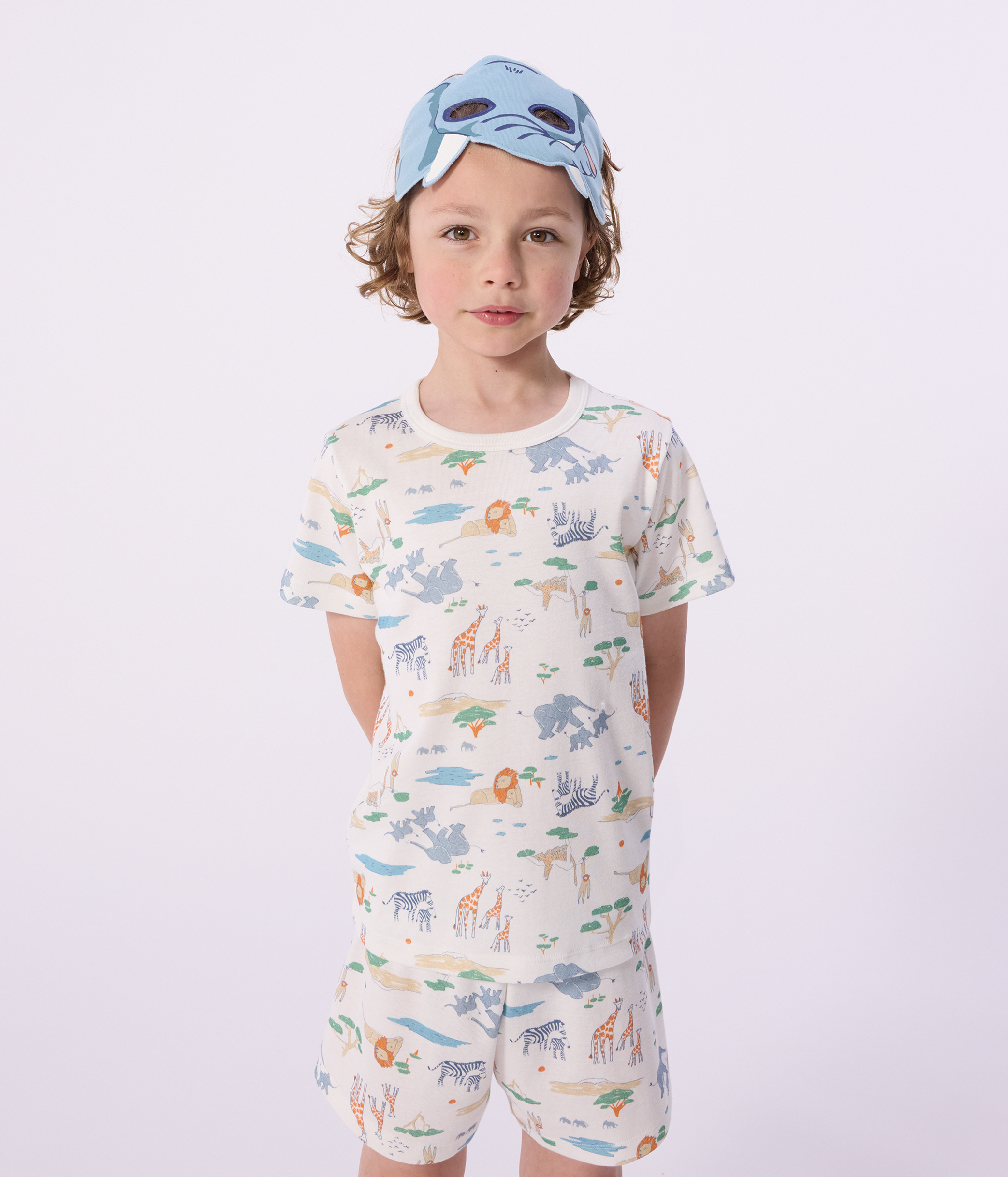Children's short savannah print cotton fancy dress pyjamas