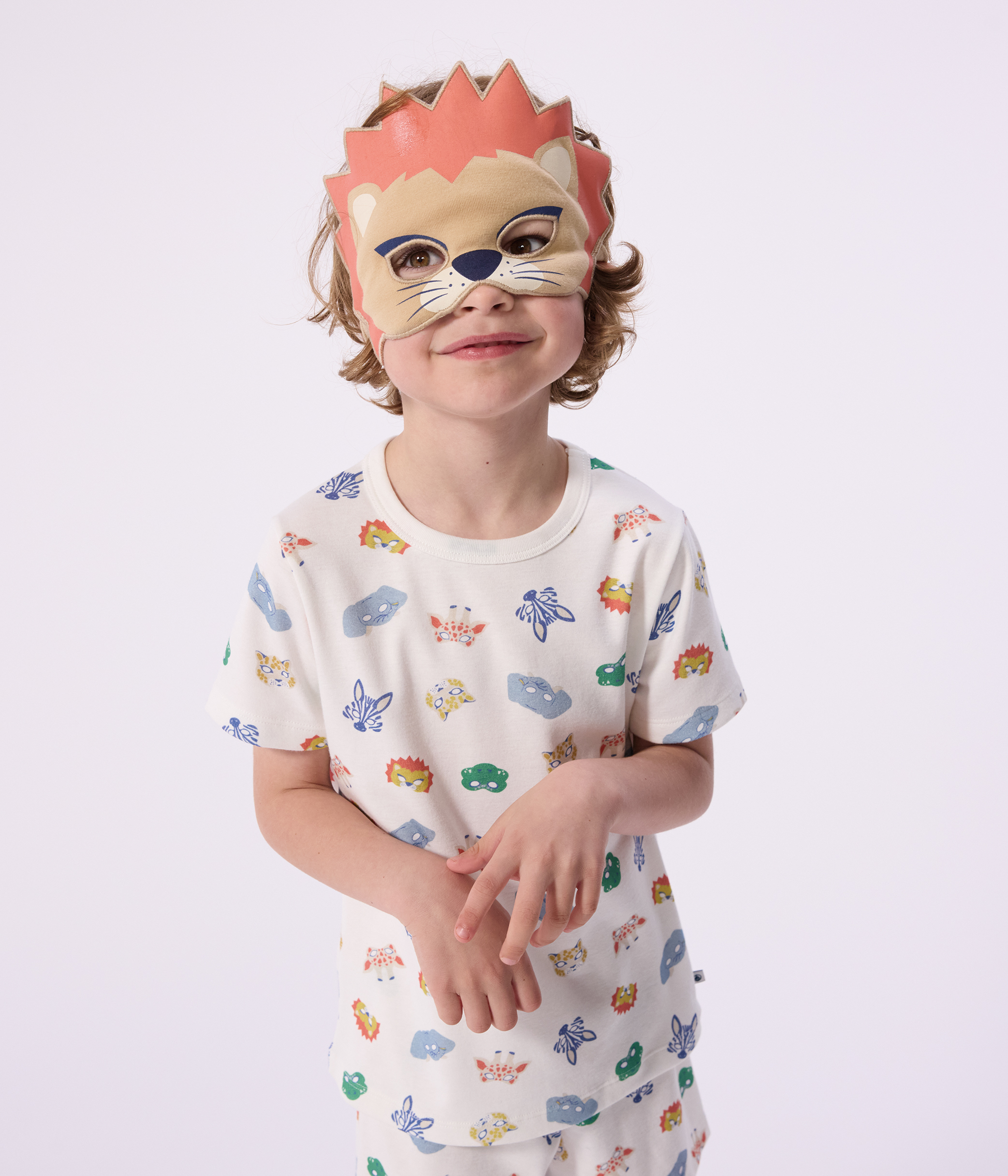 Children's short mask print cotton fancy dress pyjamas