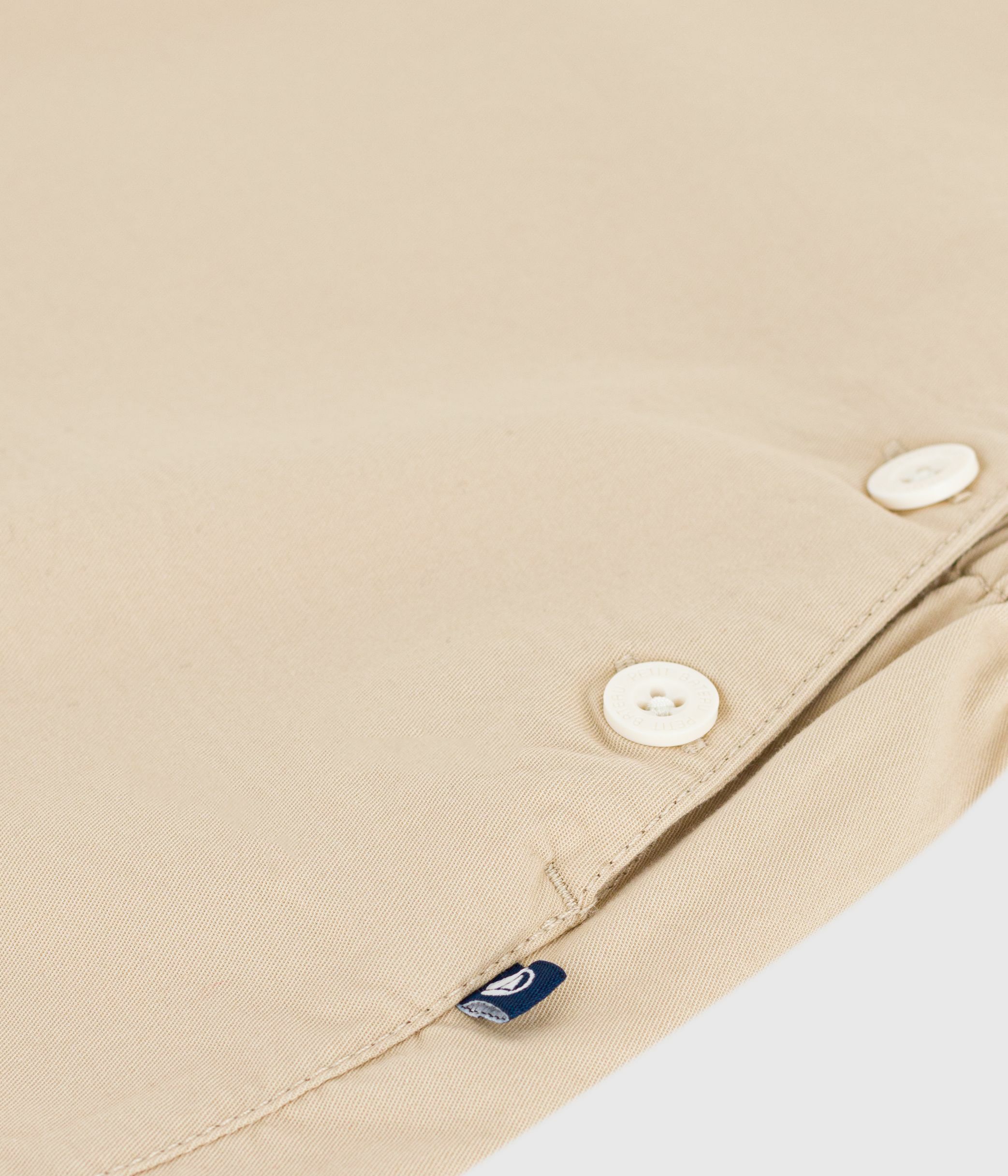 Babies' short-legged plain cotton twill dungarees