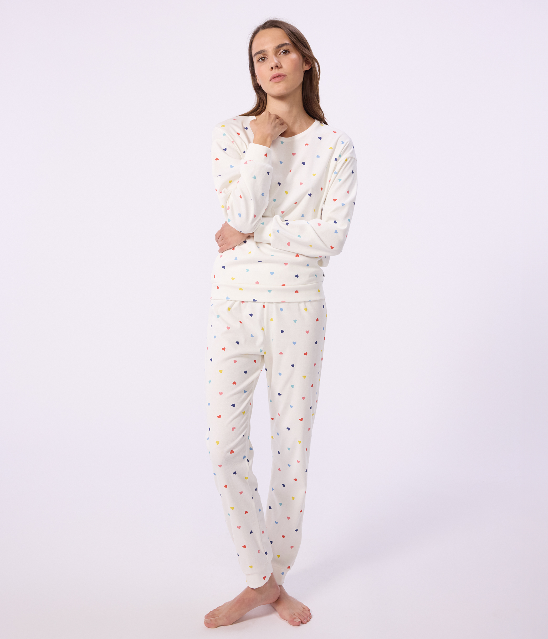 Women's heart print cotton and elastane pyjamas