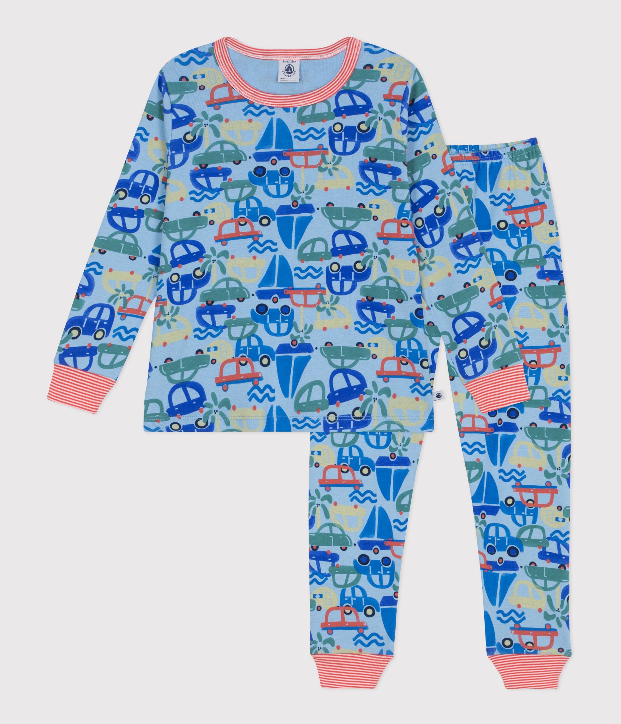 Children's car print cotton pyjamas