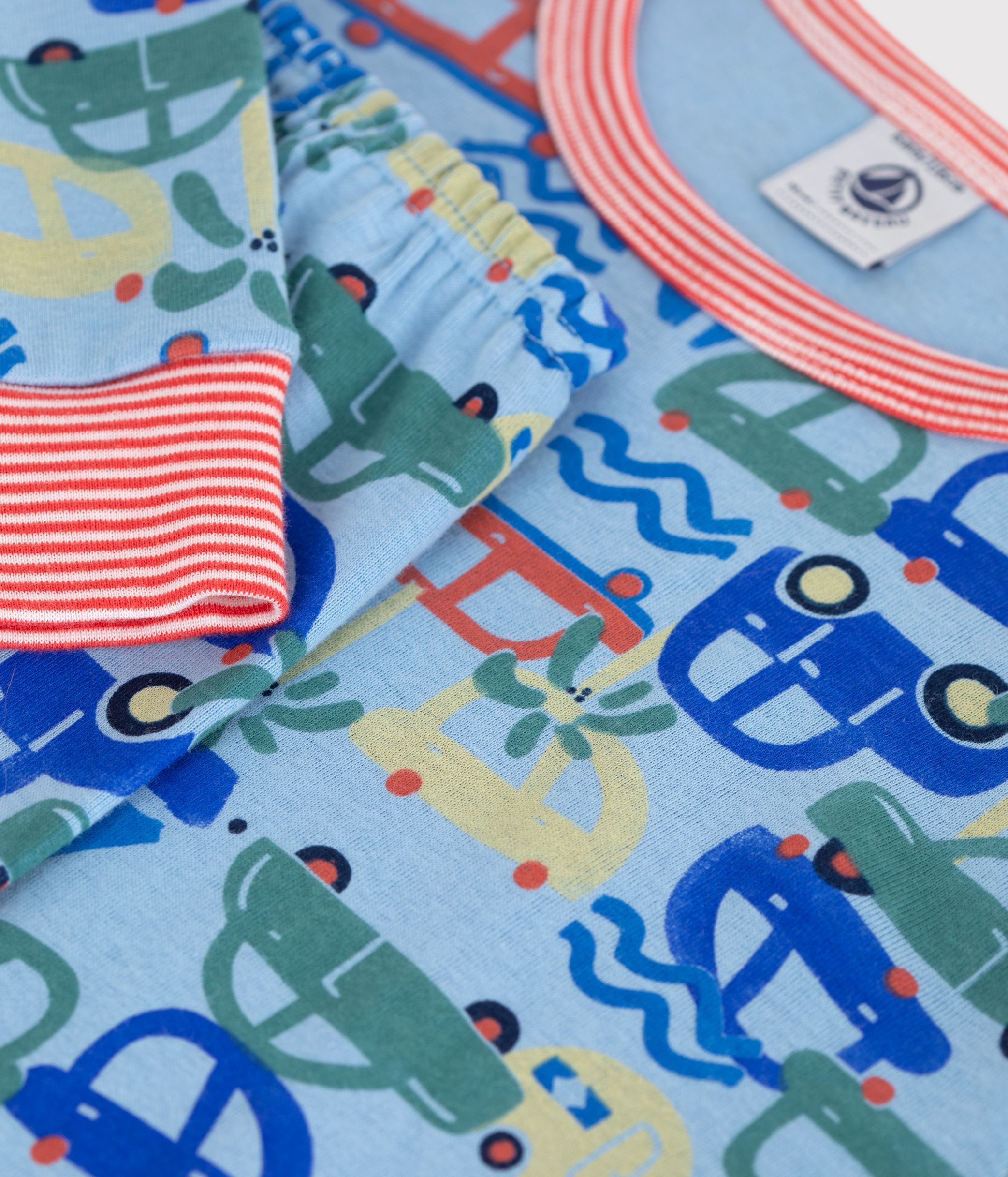 Children's car print cotton pyjamas