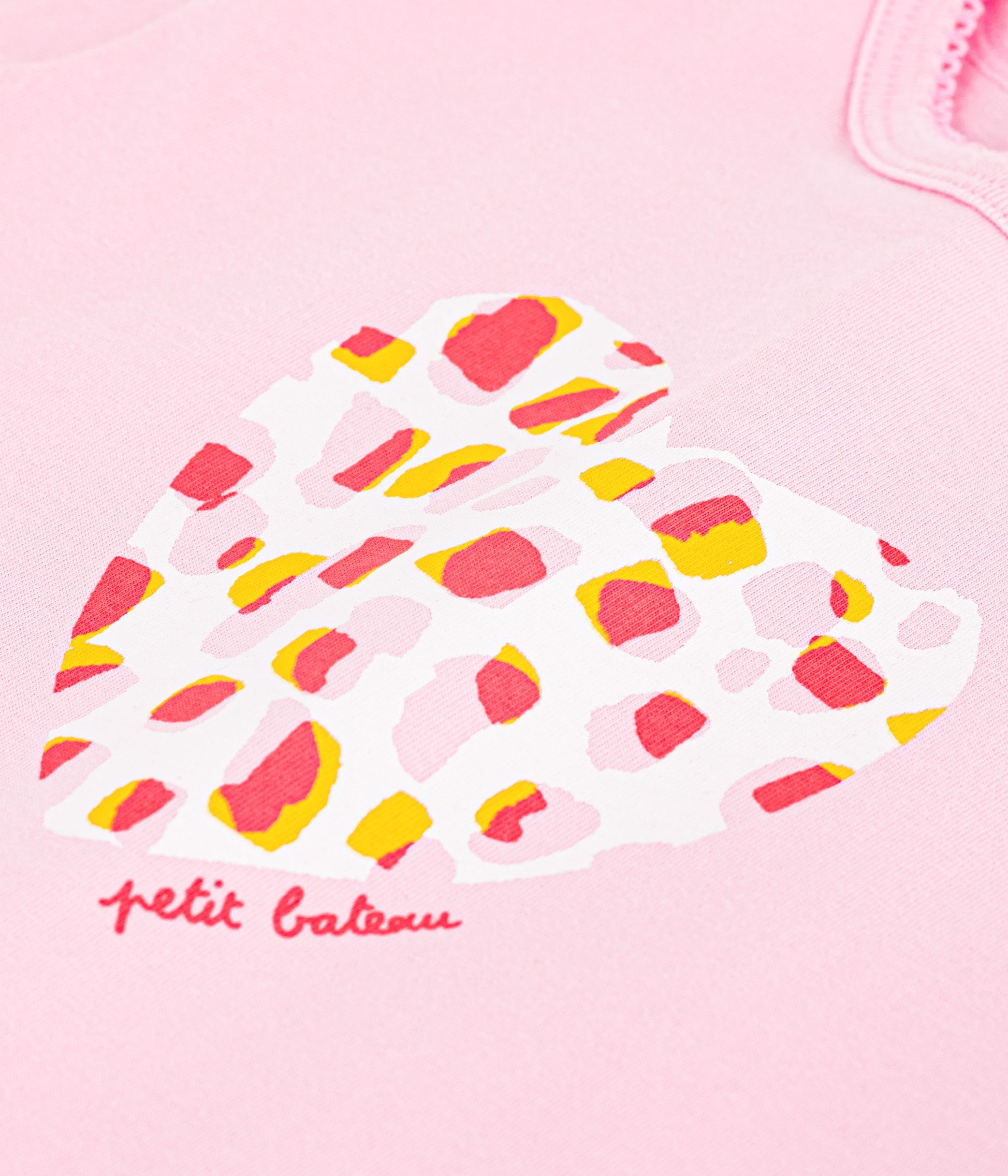 Babies' short-sleeved cotton T-shirt with a flower motif