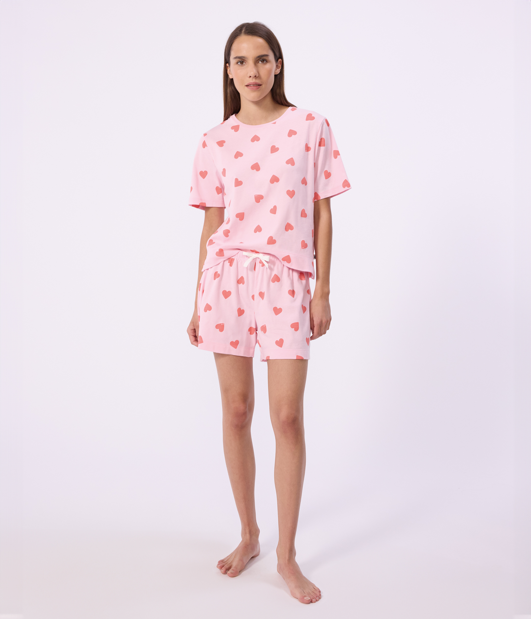 Women's short heart print cotton pyjamas