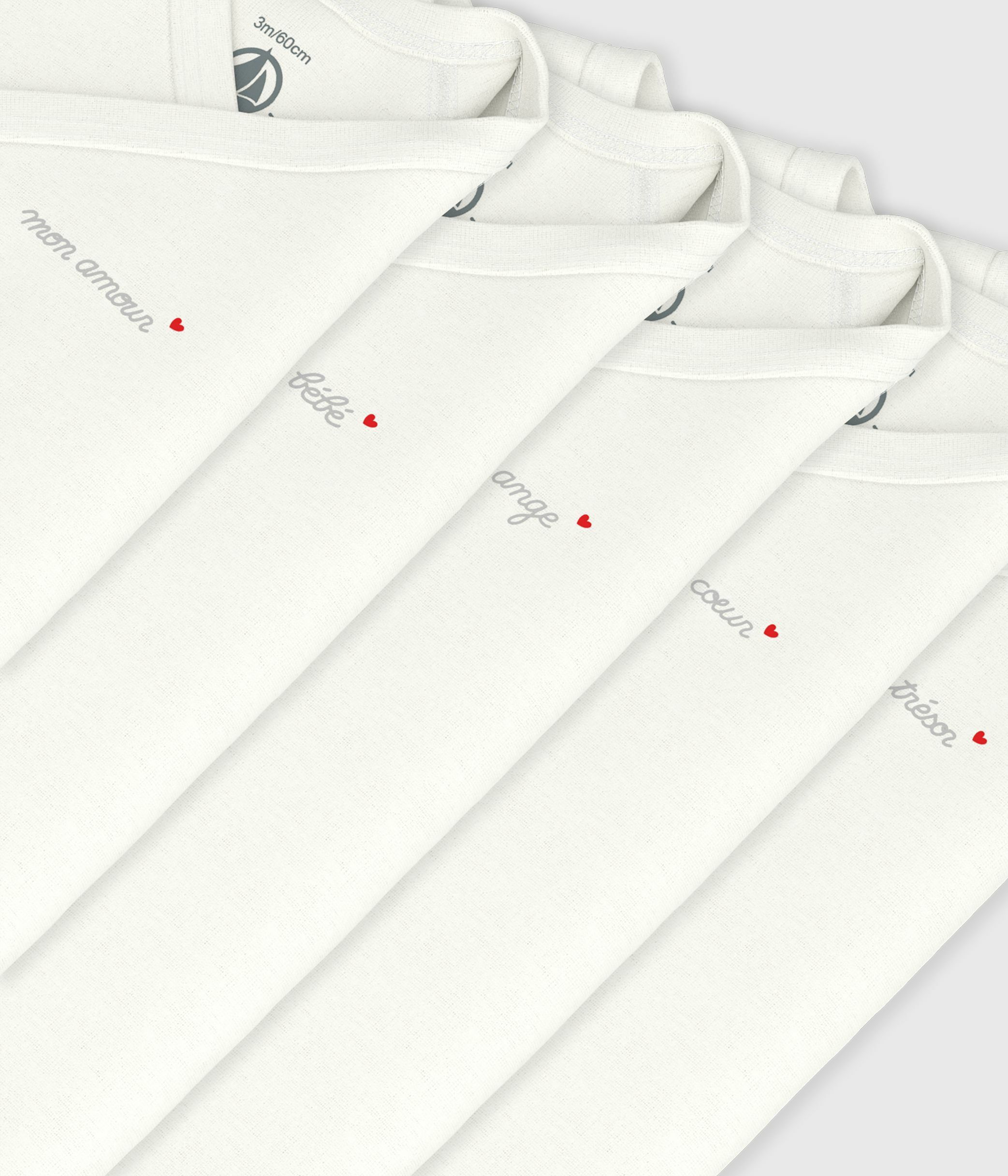 Pack of babies' long-sleeved crossover bodies in plain cotton