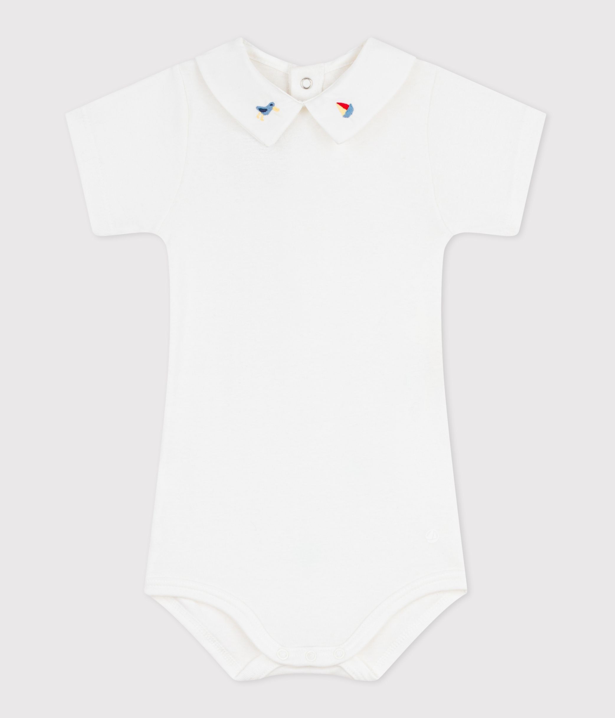 Babies' plain cotton body with an embroidered collar
