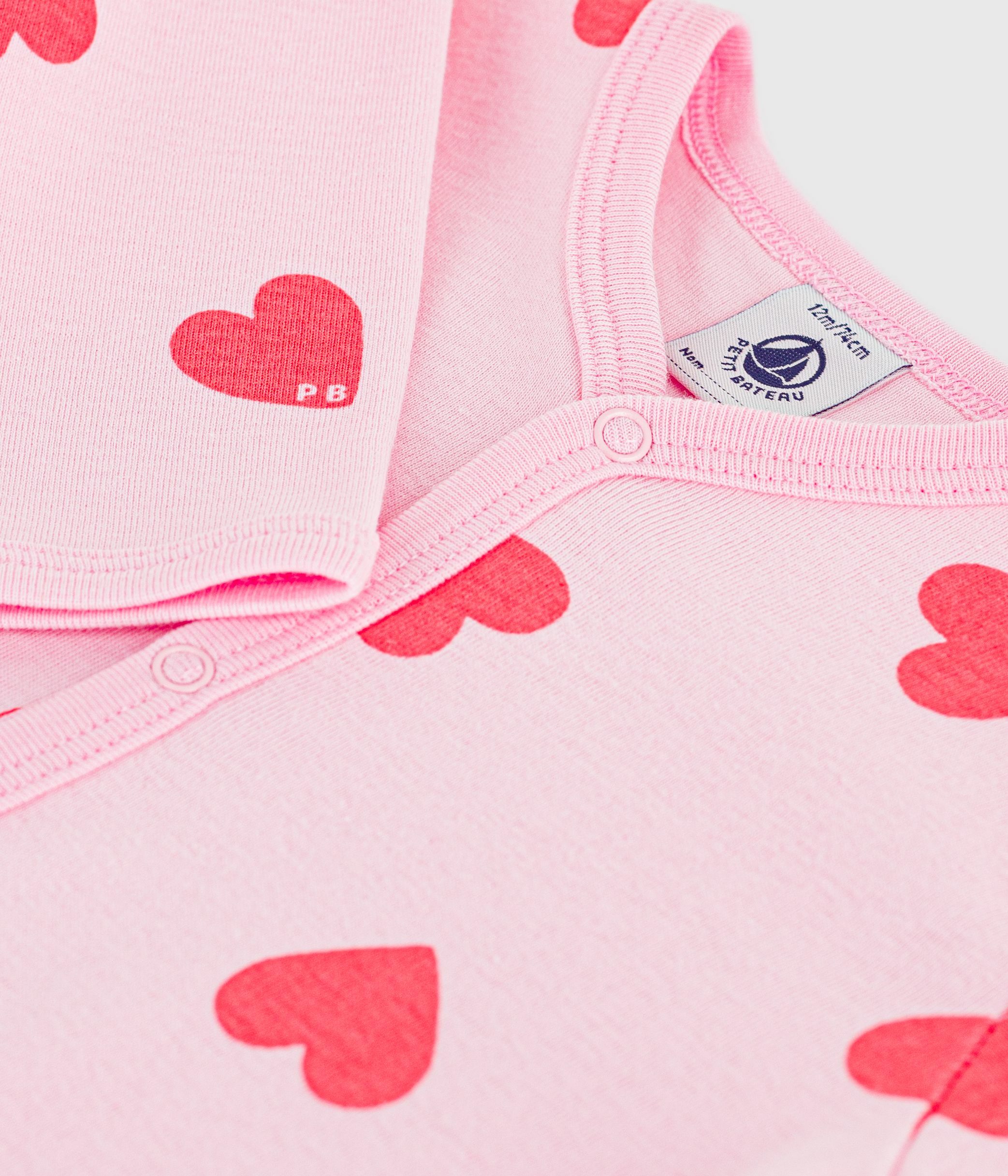 Babies' heart-print cotton pyjama suit