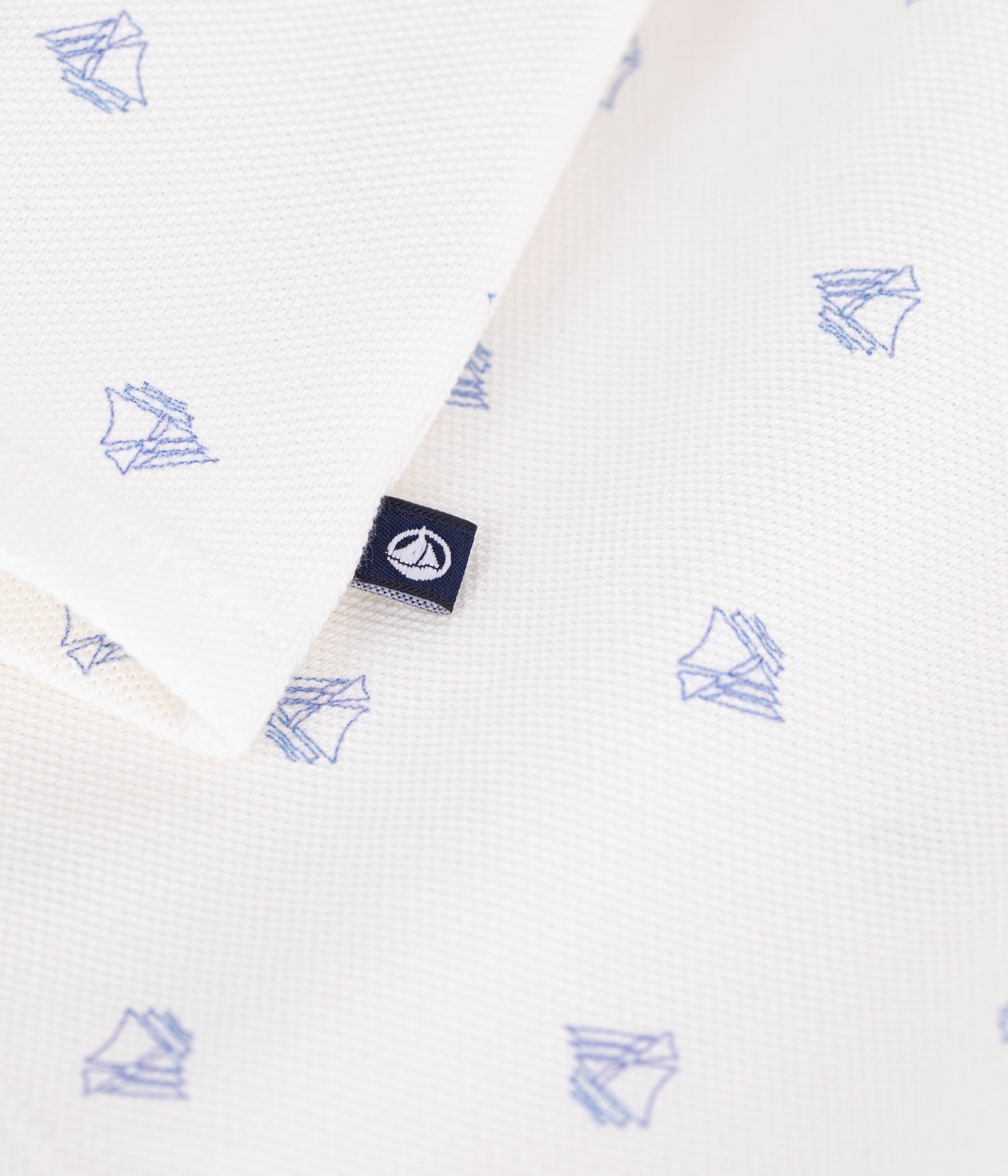 Babies' short-sleeved cotton polo shirt printed with vintage boats