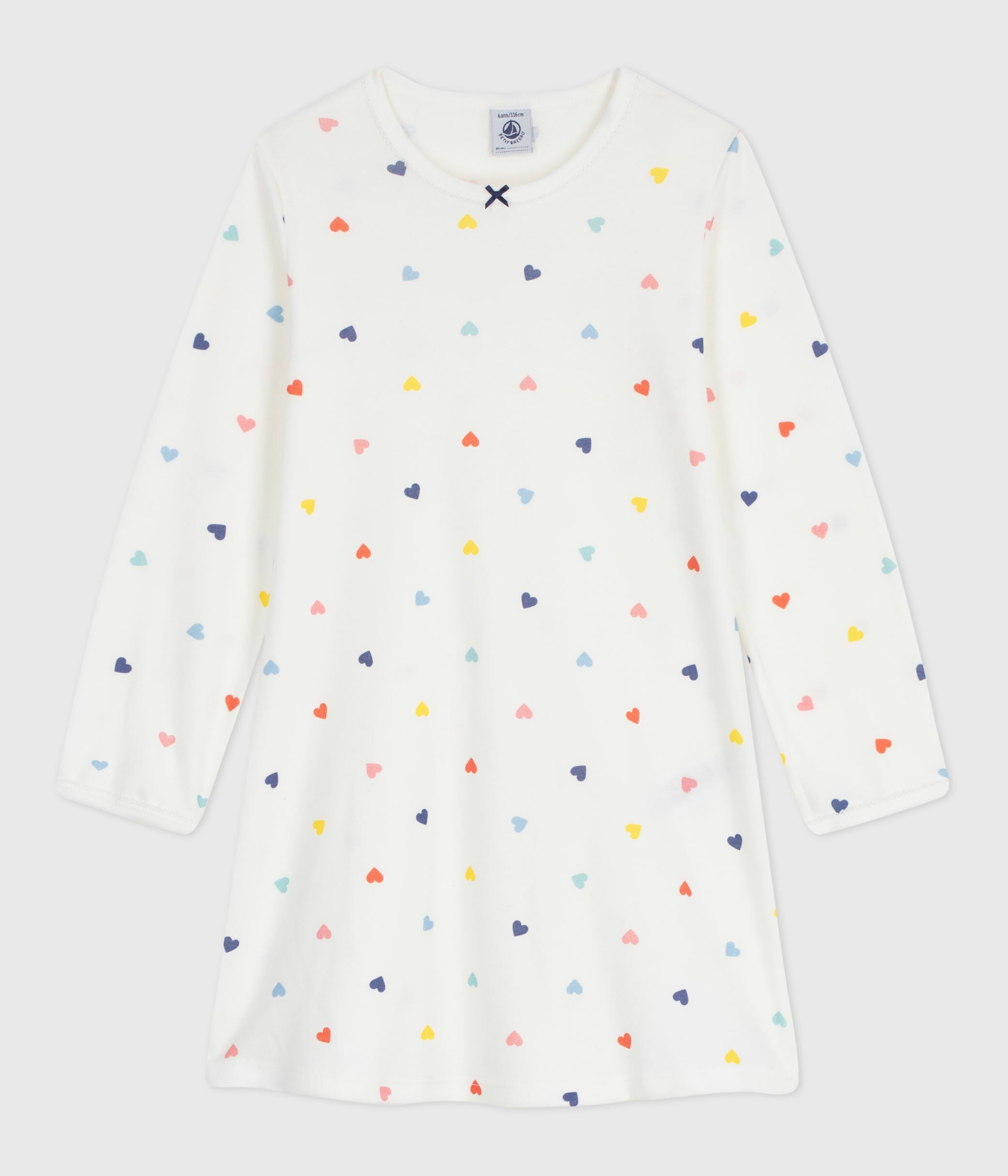 Children's long-sleeved heart-print cotton nightdress