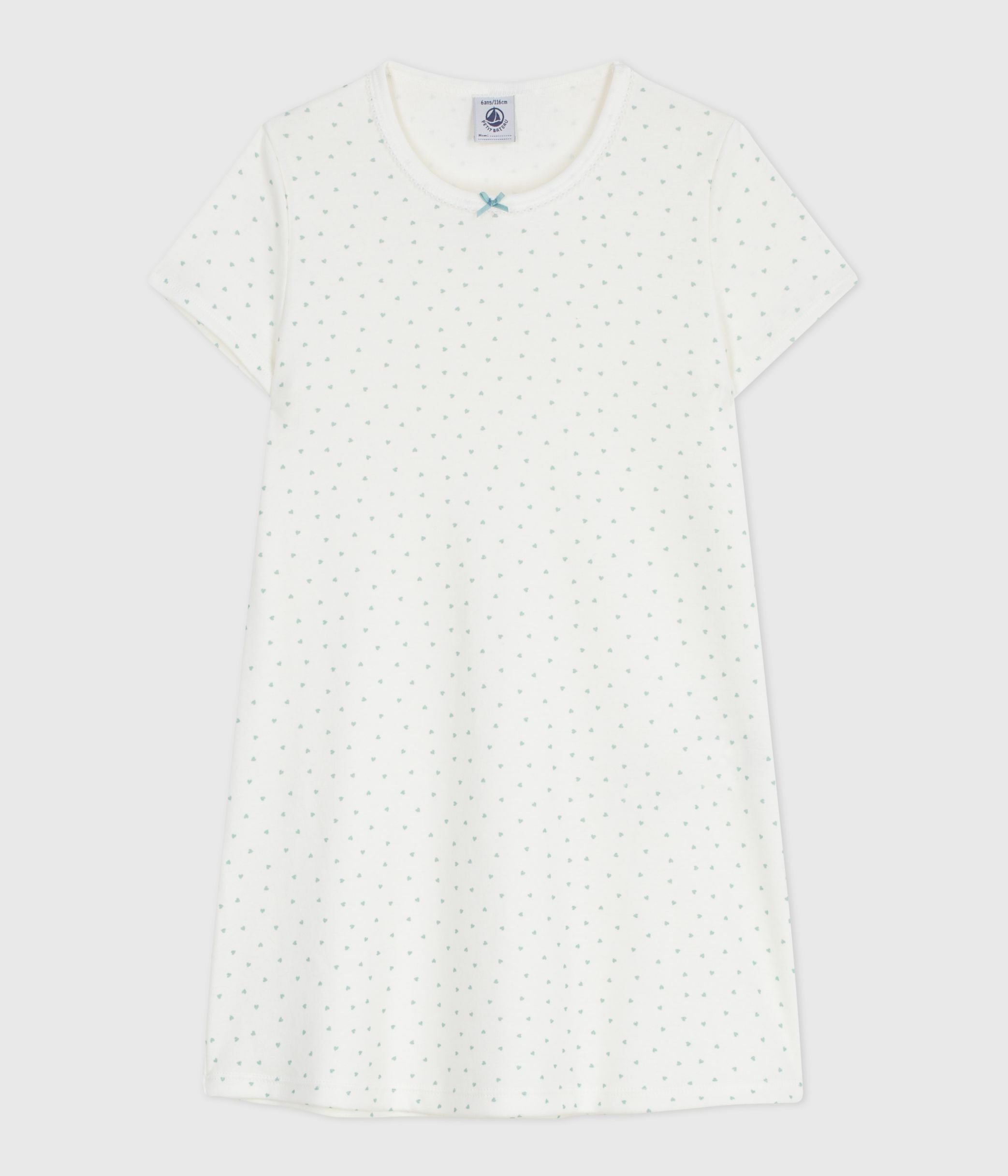 Children's short-sleeved heart-print cotton nightdress