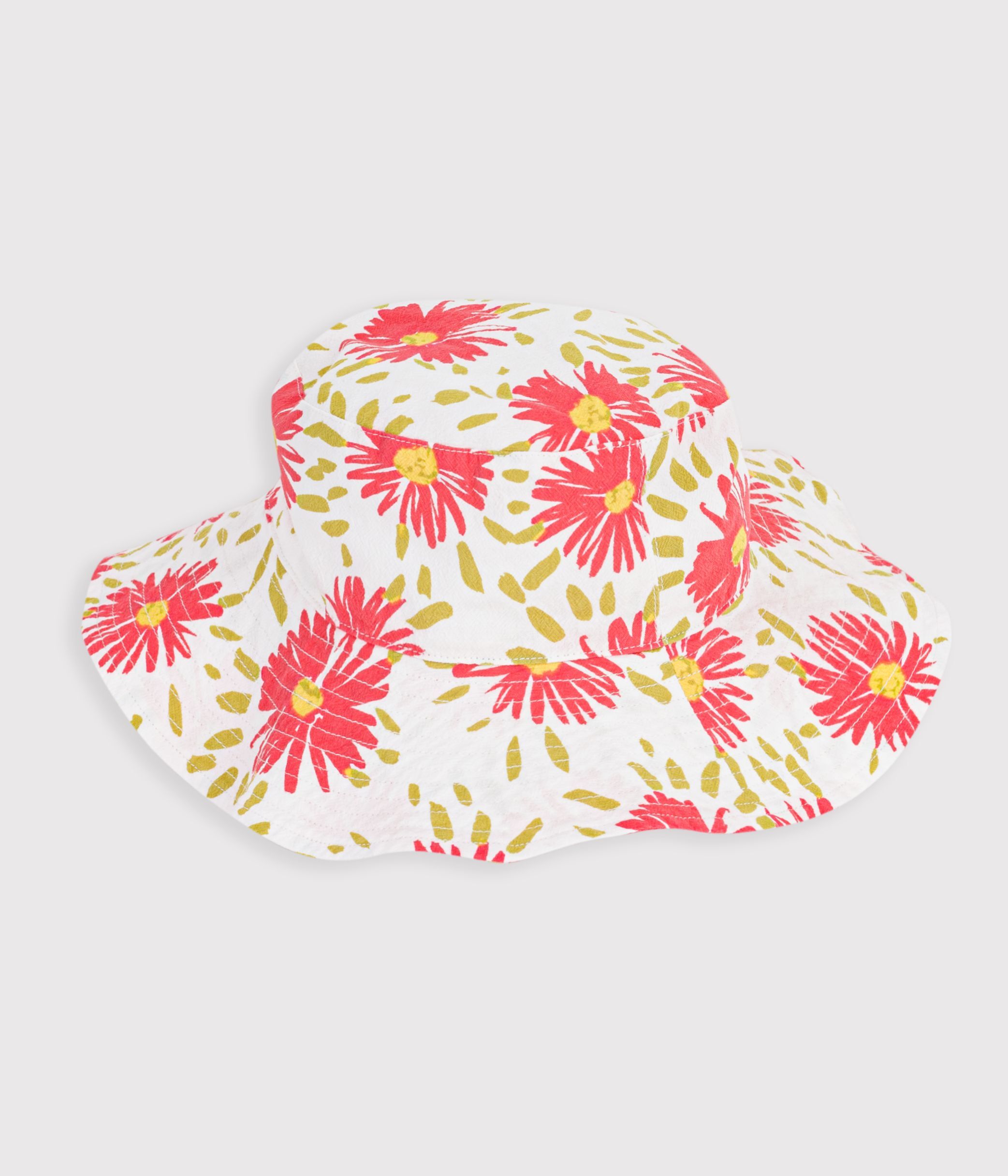 Children's floppy sun hat in floral-print poplin