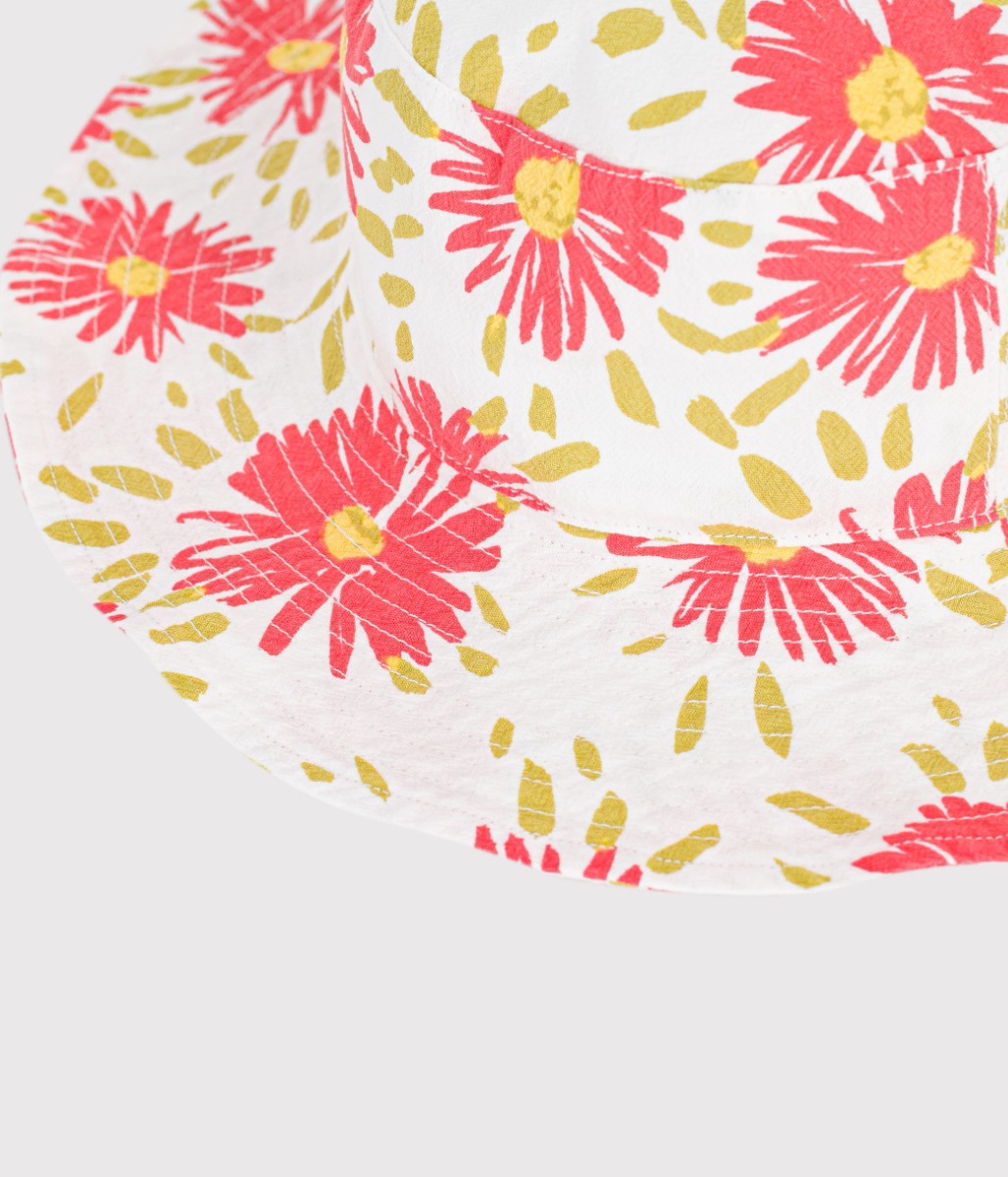 Children's floppy sun hat in floral-print poplin