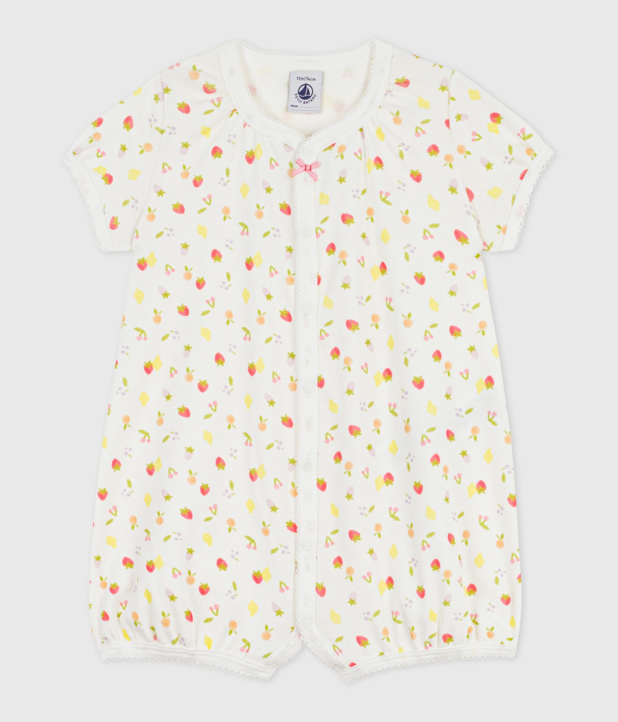 Babies' short fruit print cotton jumpsuit