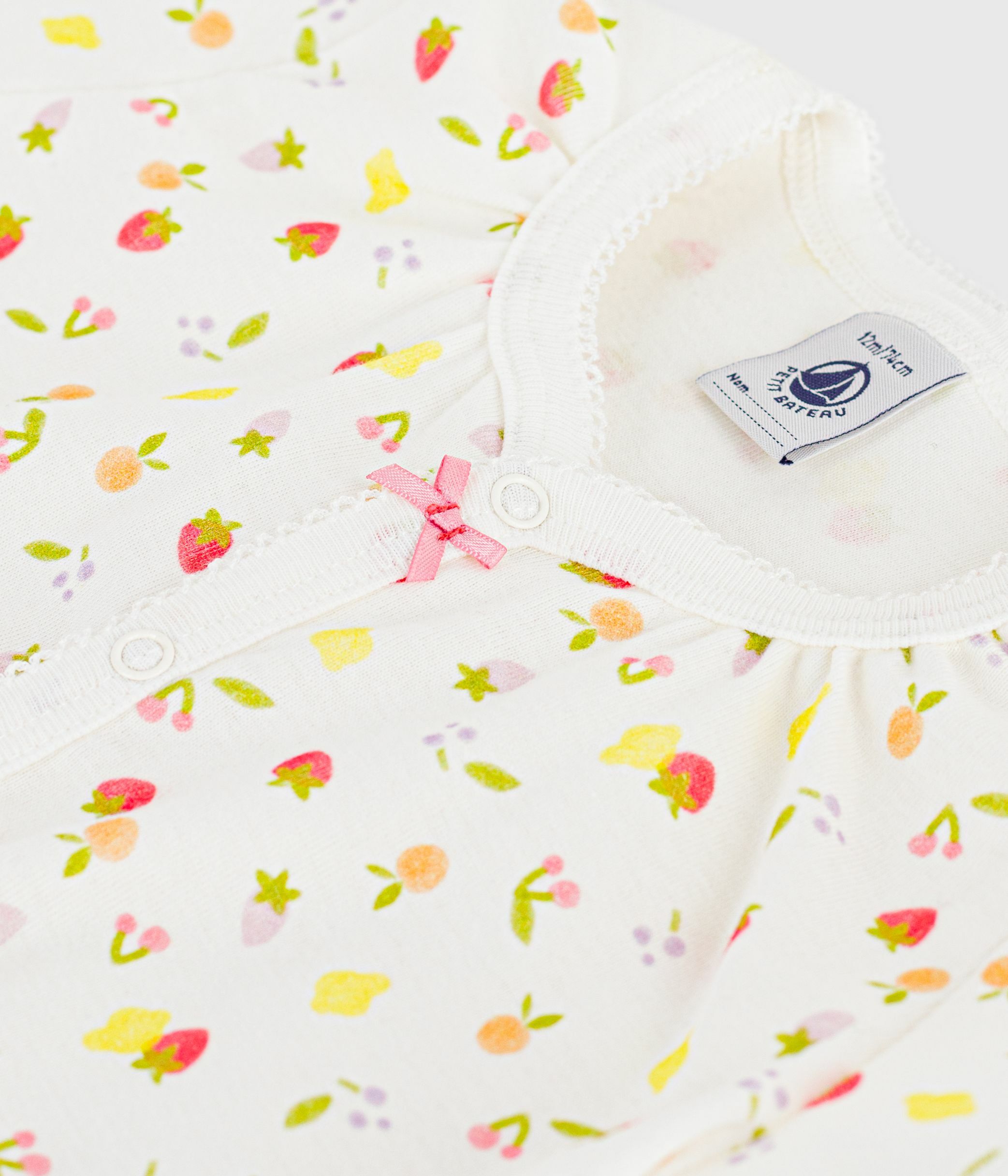 Babies' short fruit print cotton jumpsuit