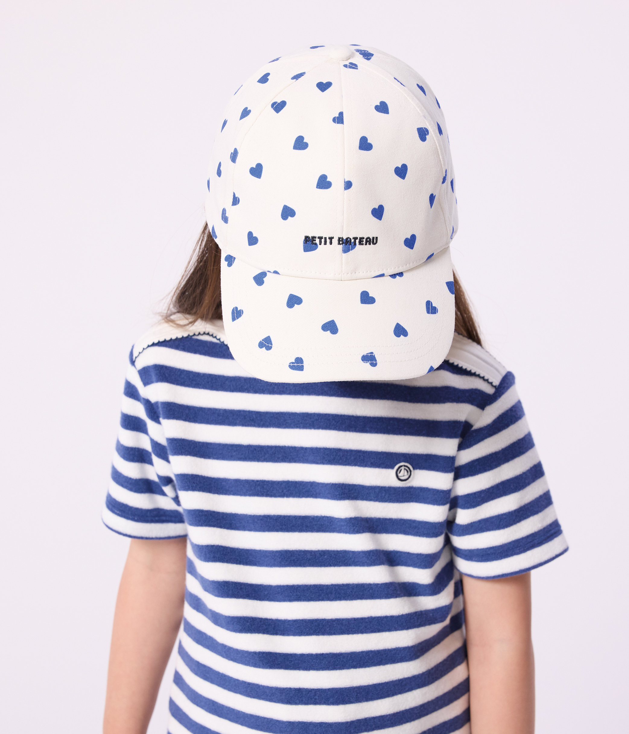 Children's cap in heart print twill