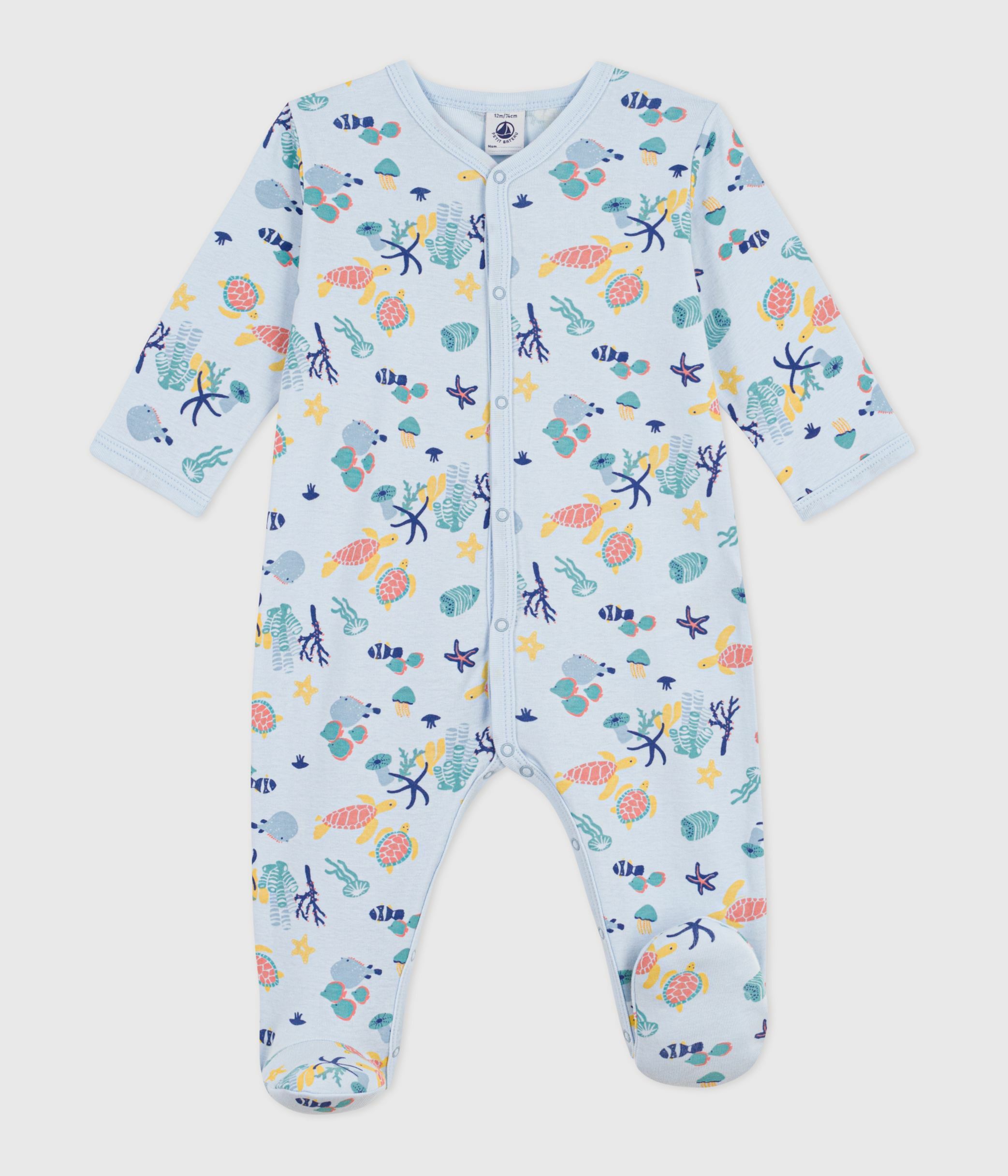 Babies' glow in the dark marine print cotton pyjama suit