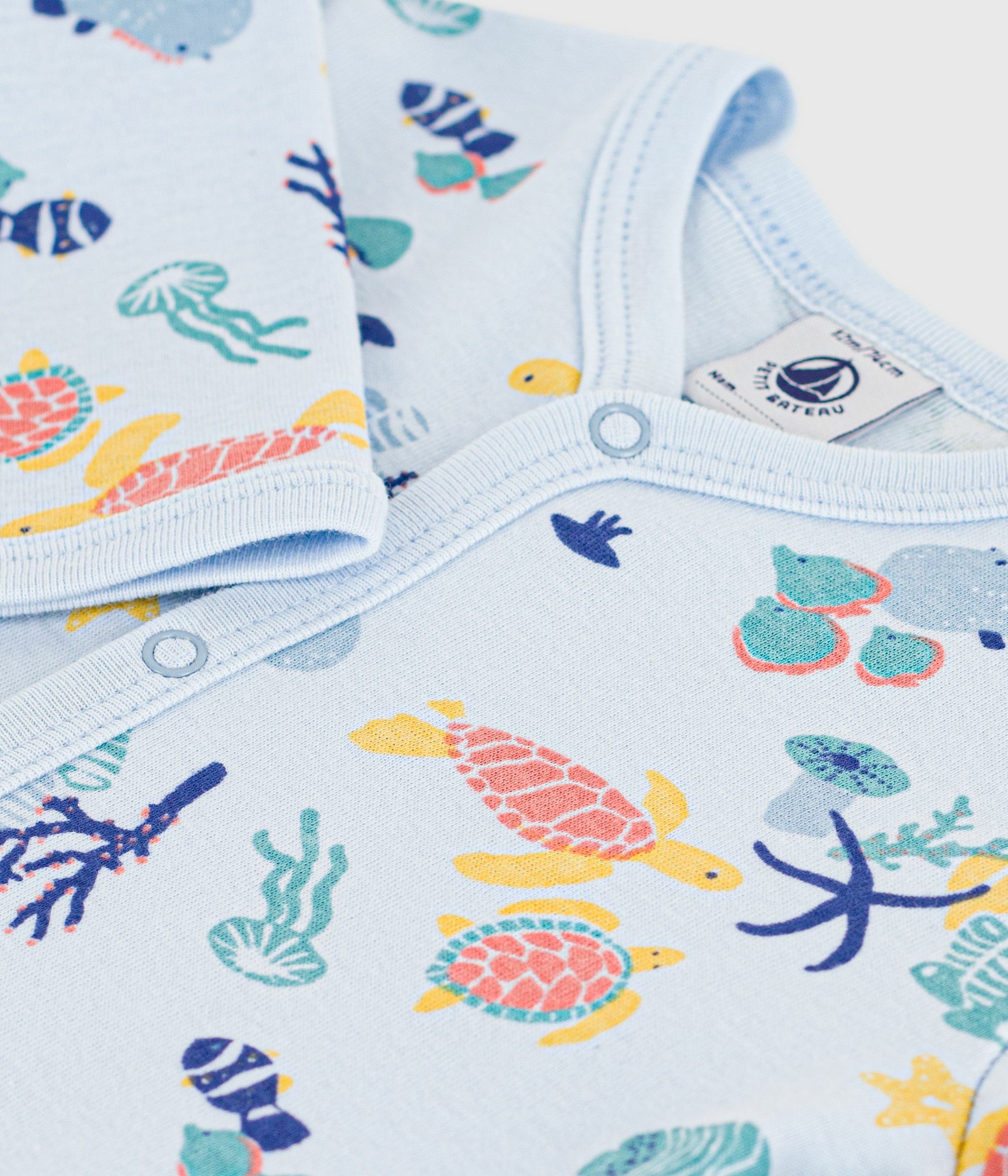 Babies' glow in the dark marine print cotton pyjama suit