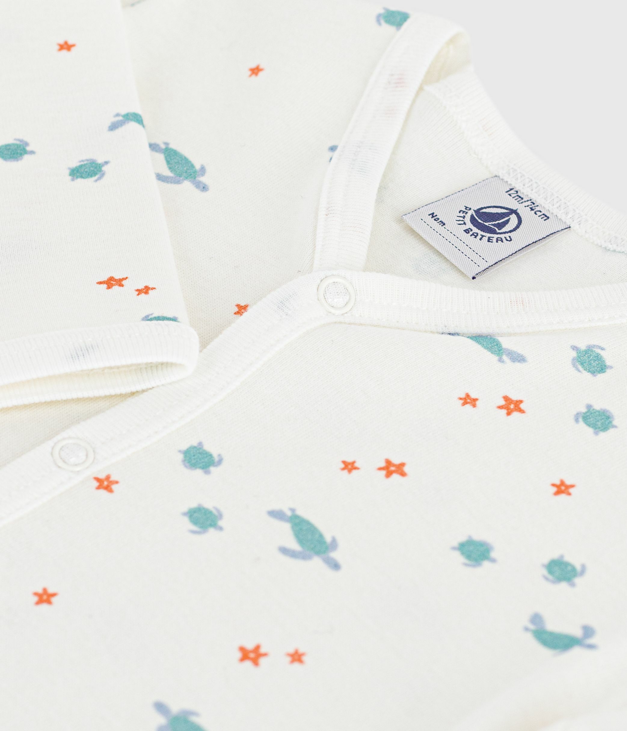 Babies' footless turtle print cotton pyjama suit