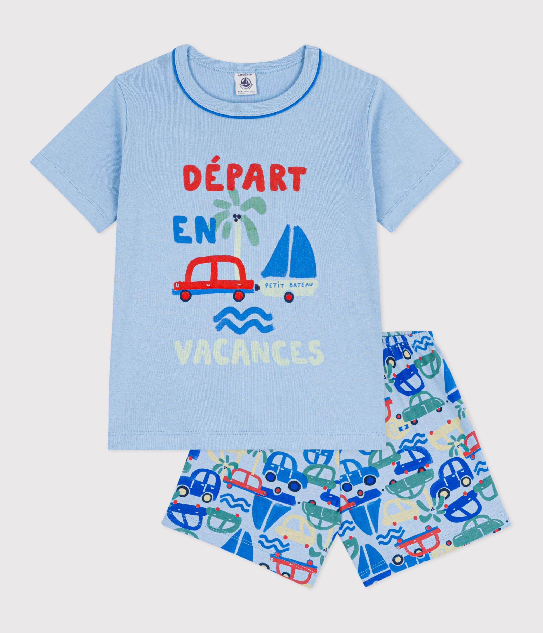 Children's short car print cotton pyjamas
