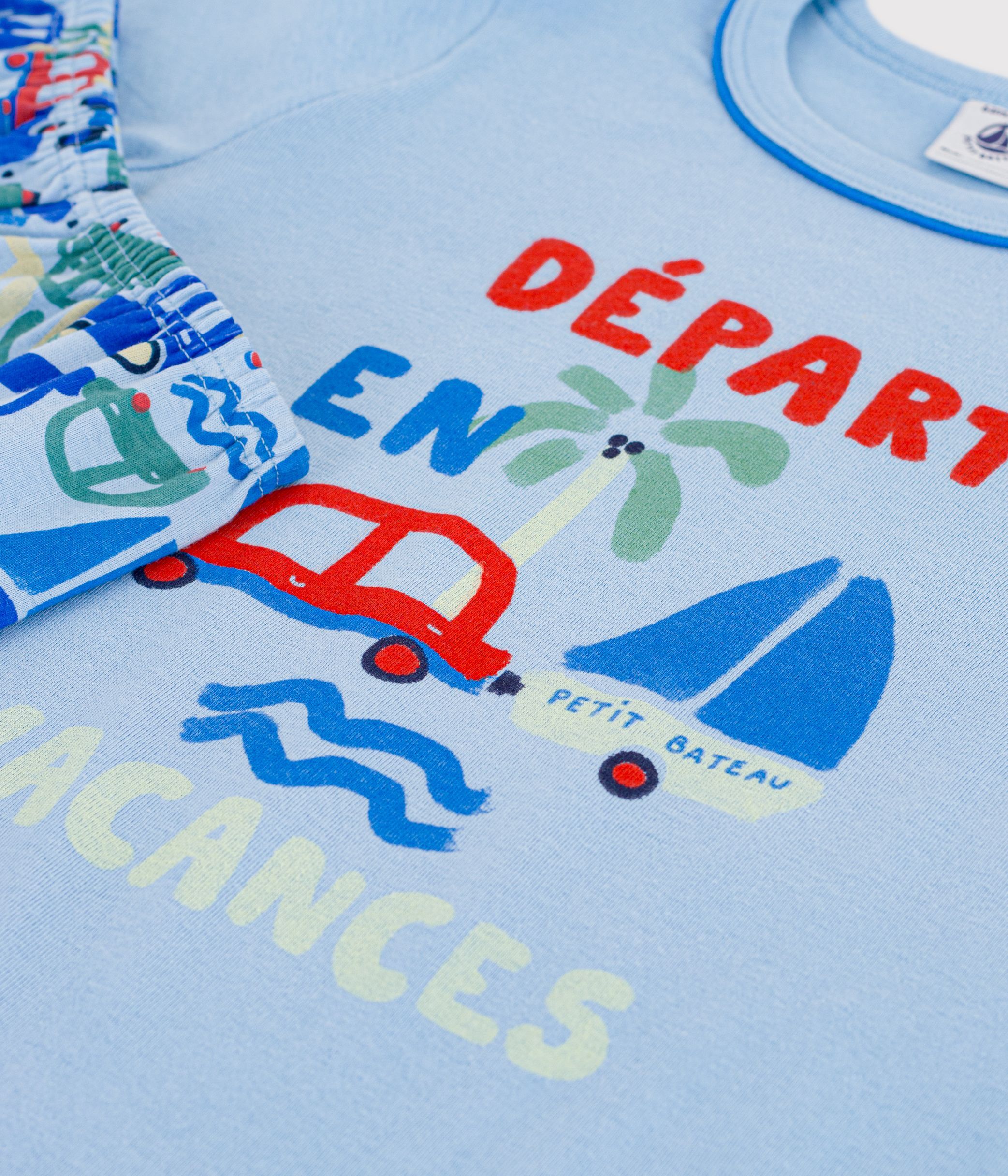 Children's short car print cotton pyjamas