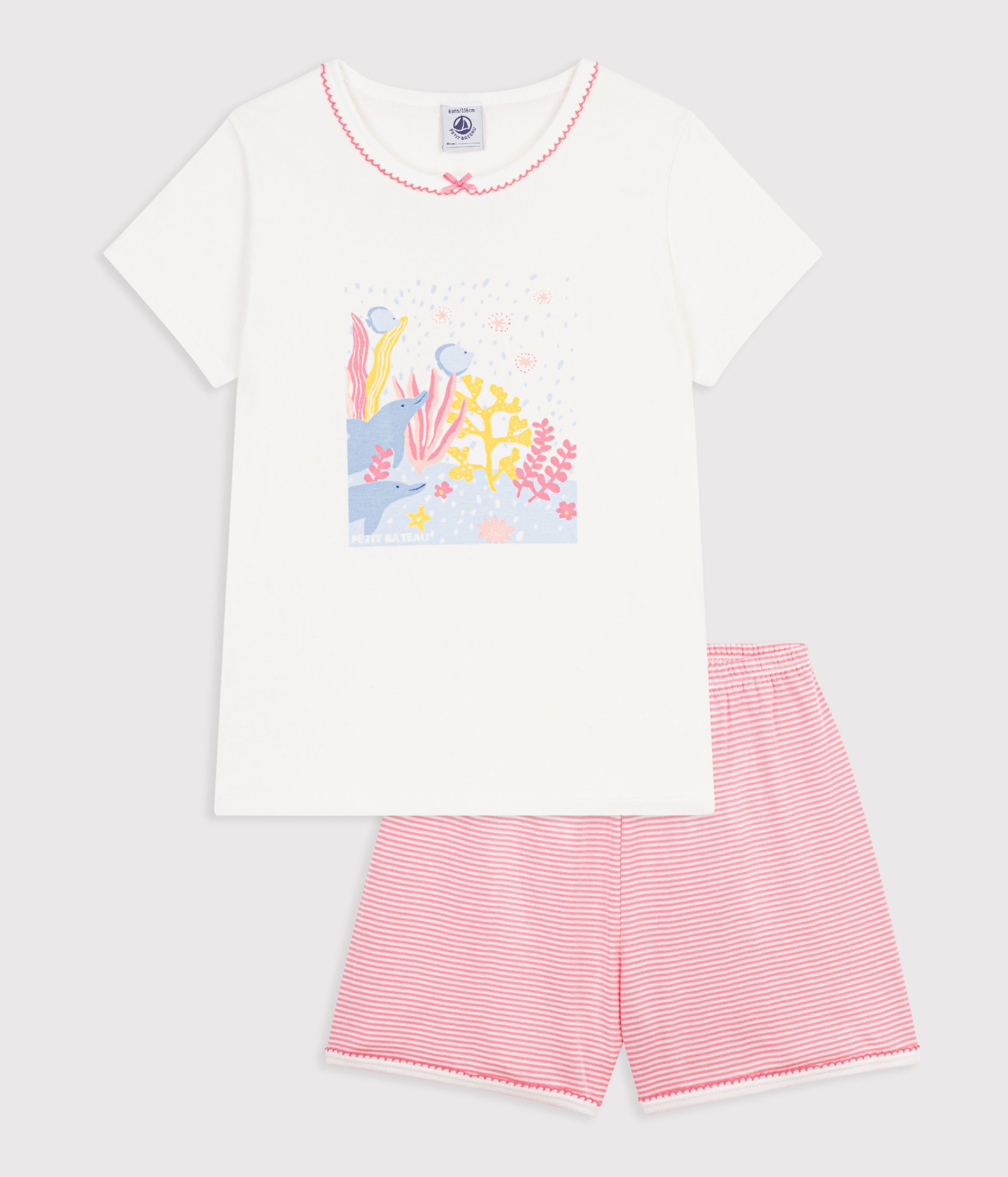 Children's short cotton pyjamas with an ocean design