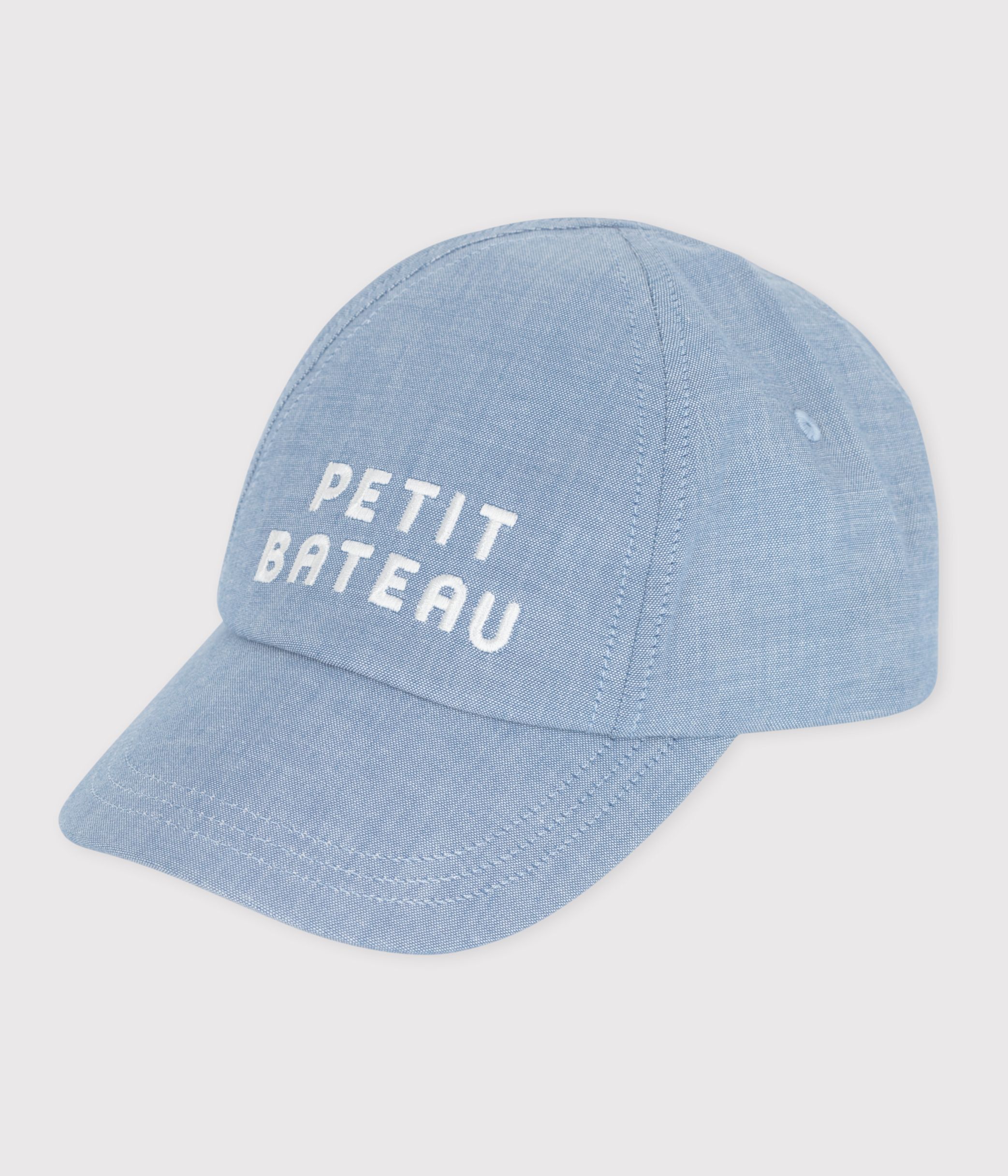 Babies' Petit Bateau cap in light-coloured denim