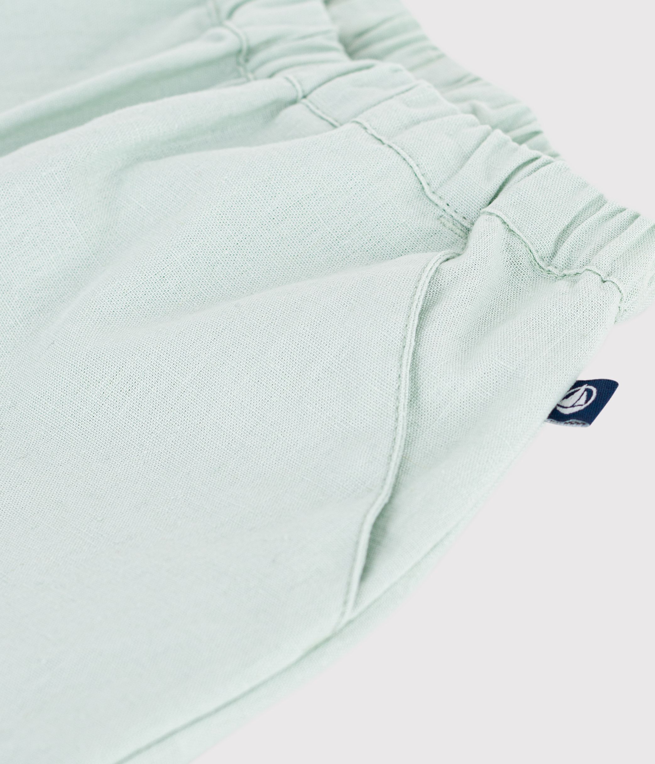Babies' plain cotton/linen trousers