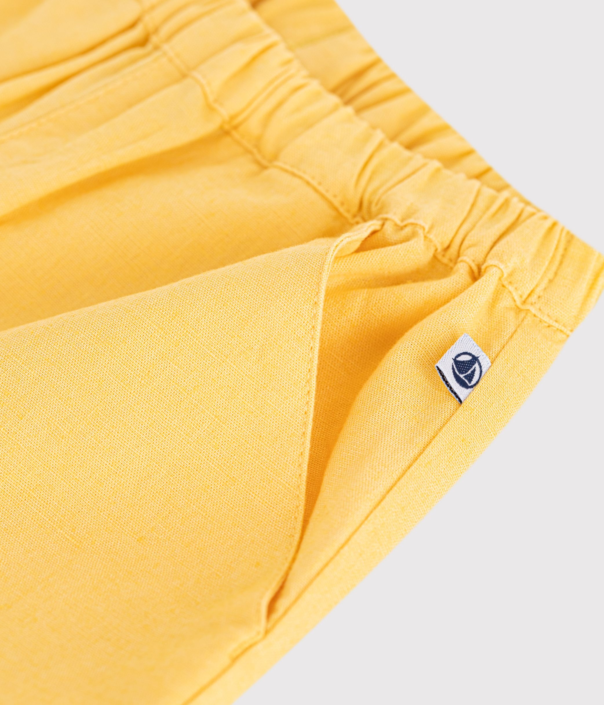 Babies' plain cotton/linen trousers