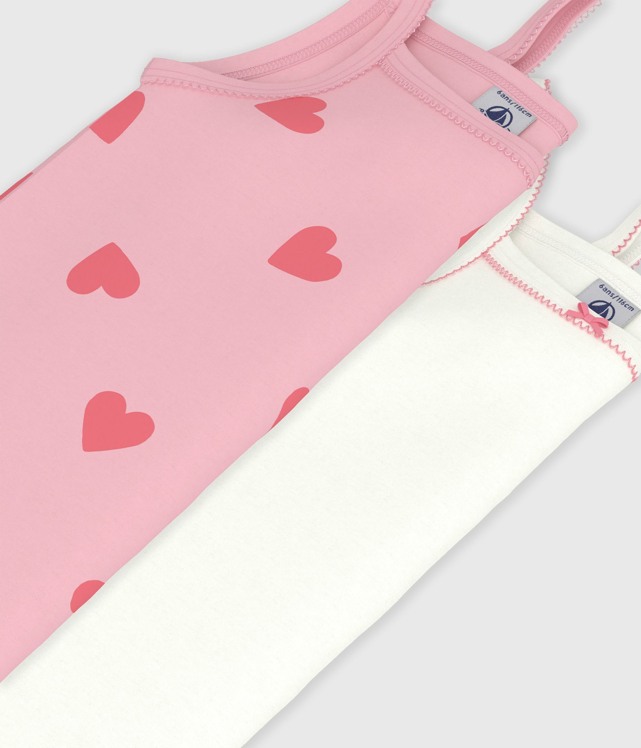 Pack of children's heart print cotton tank tops