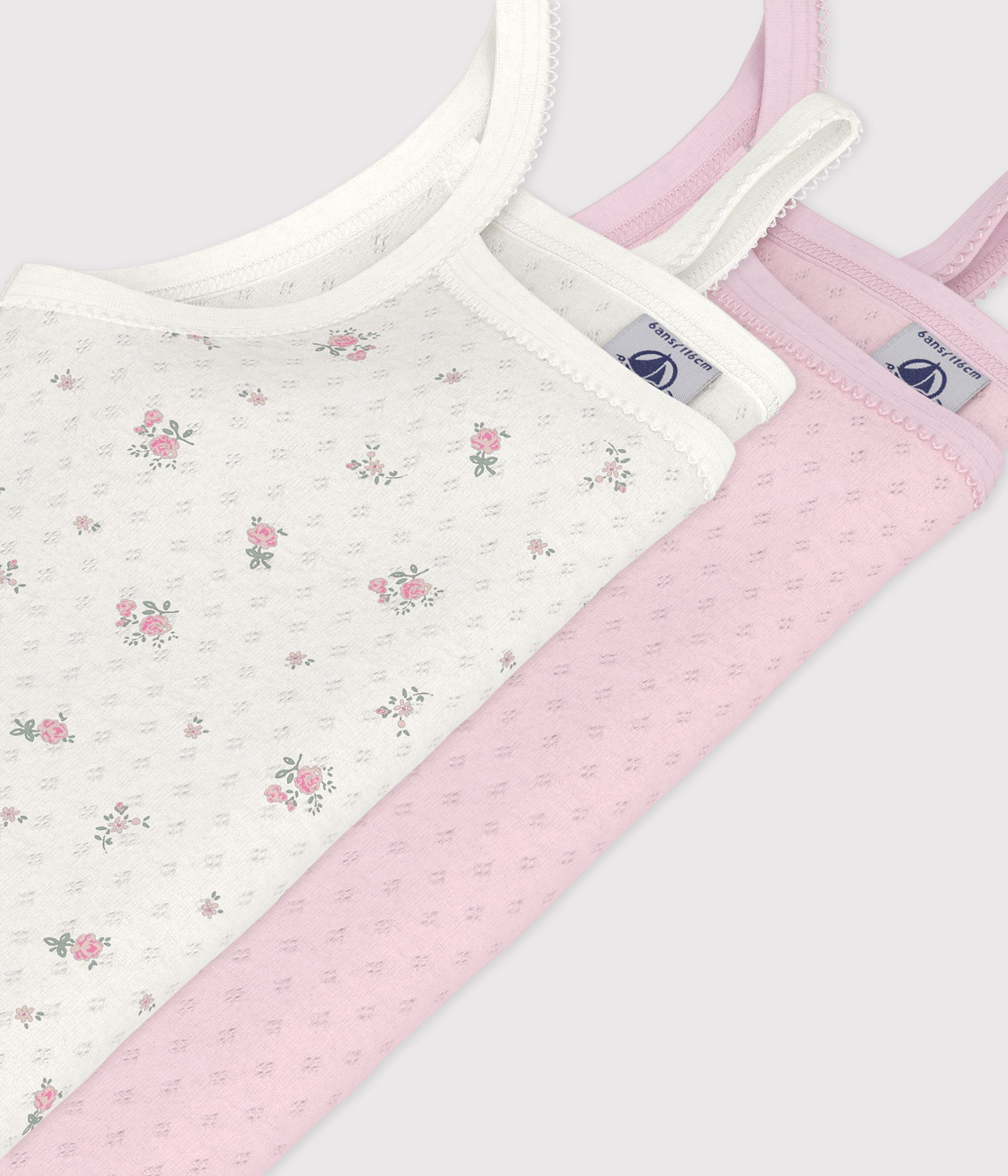 Pack of children's floral print openwork cotton tank tops