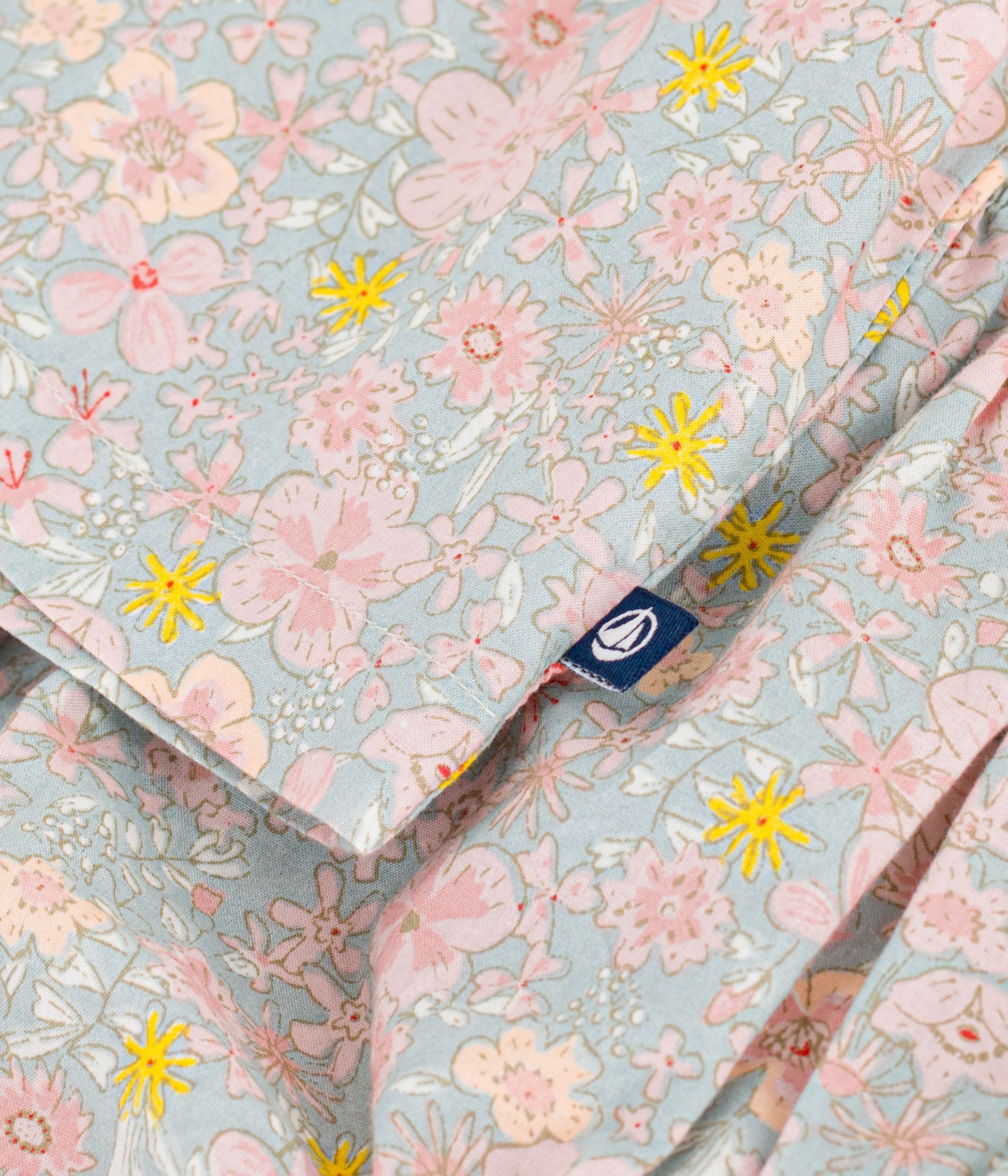 Babies' short-sleeved cotton dress and matching bloomers printed with hearts